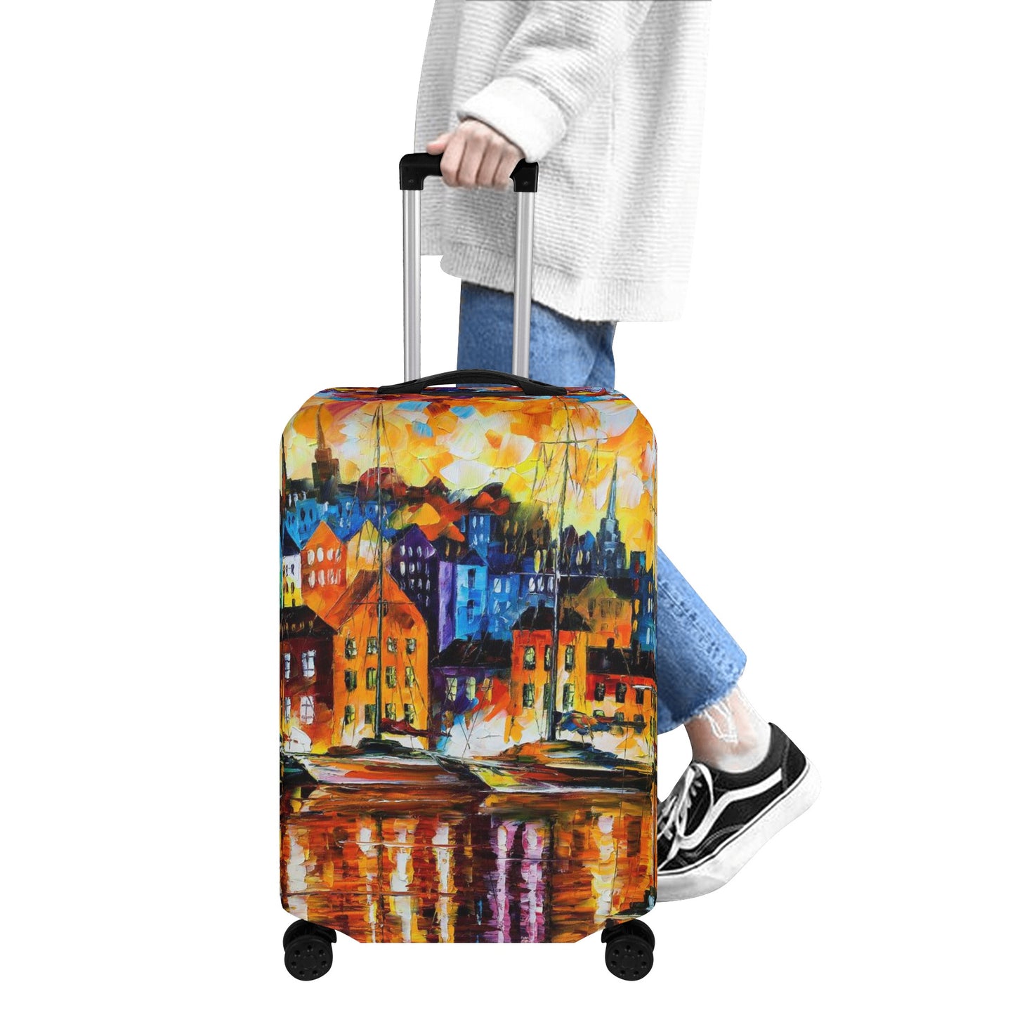 Polyester Luggage Cover Afremov CHARMING HARBOR OF CORSICA