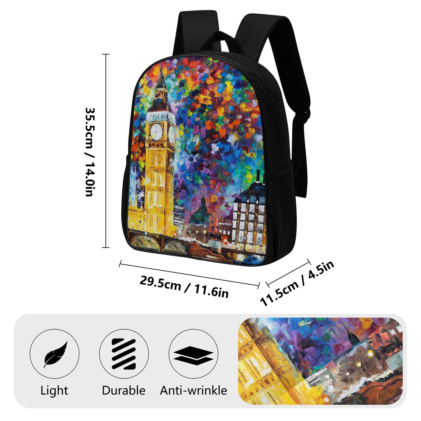 14 Inch Nylon Backpack Afremov BIG BEN LONDON 2012