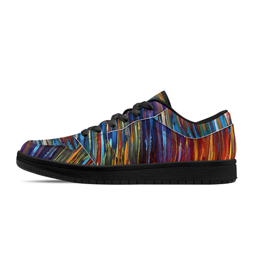 Men's Black Low Top Leather Sneakers Afremov SEA REFLECTIONS