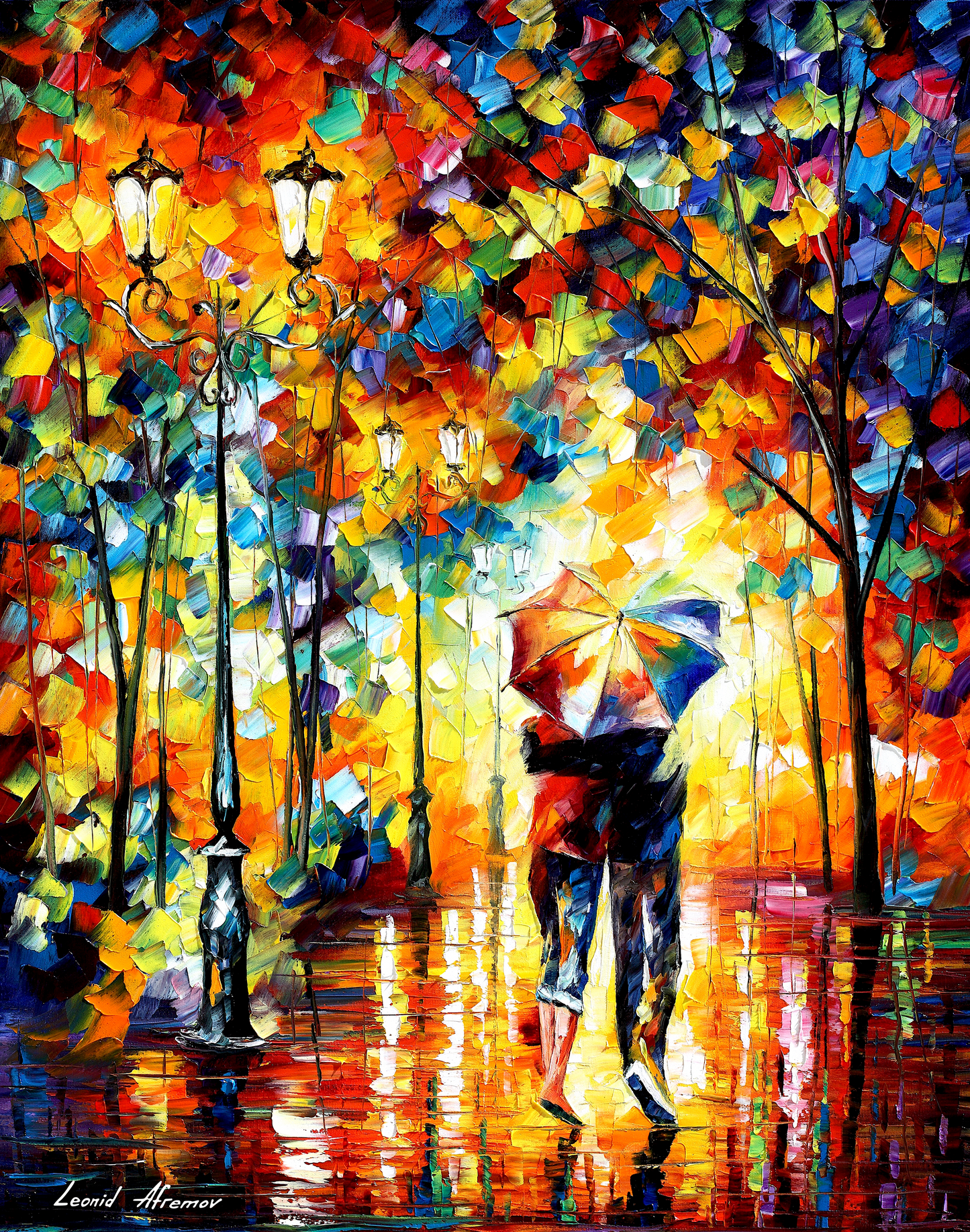 Leonid Afremov couple under one umbrella  Puzzle Painting