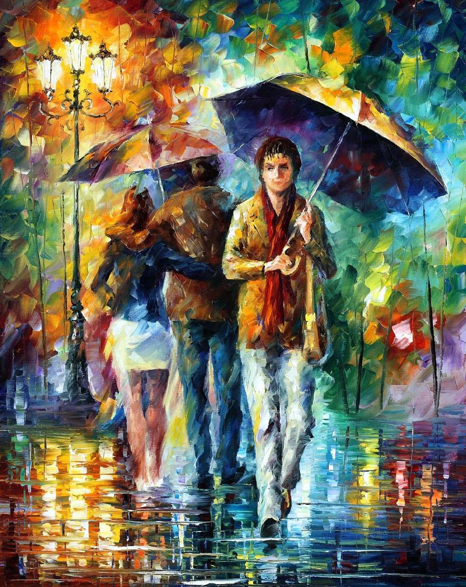 Leonid Afremov 2049a   PEOPLE UNDER THE RAIN   Puzzle Painting