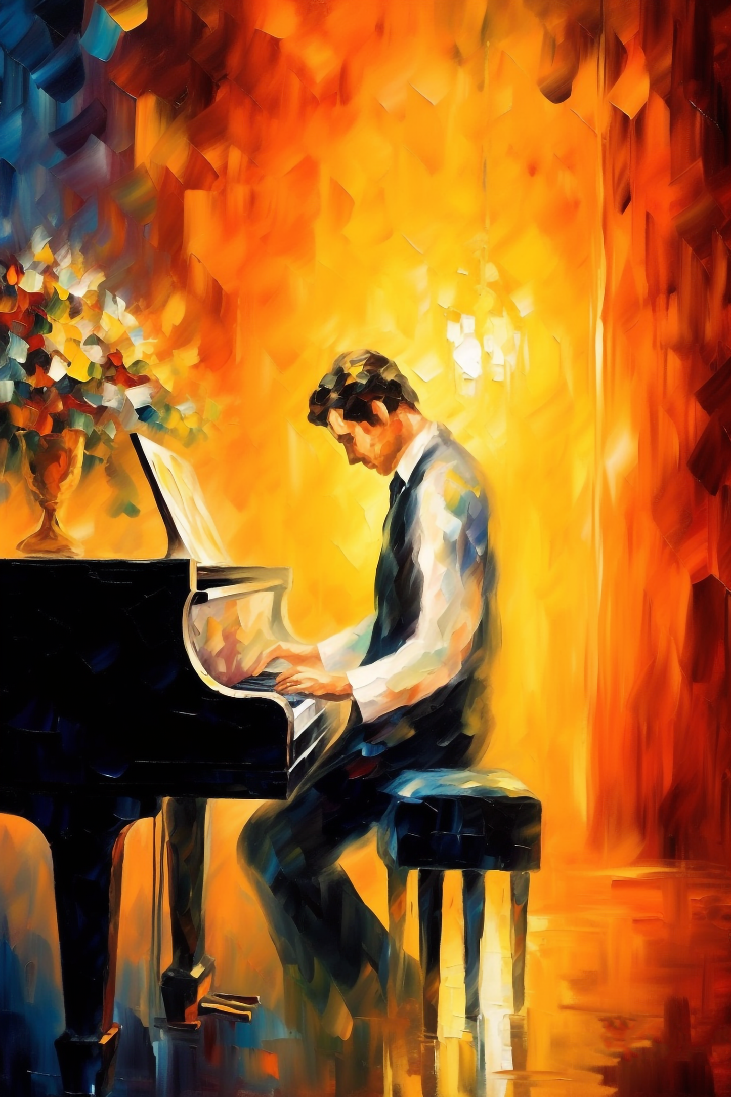 Piano AI by Leonid Afremov Canvas Painting 16x24in