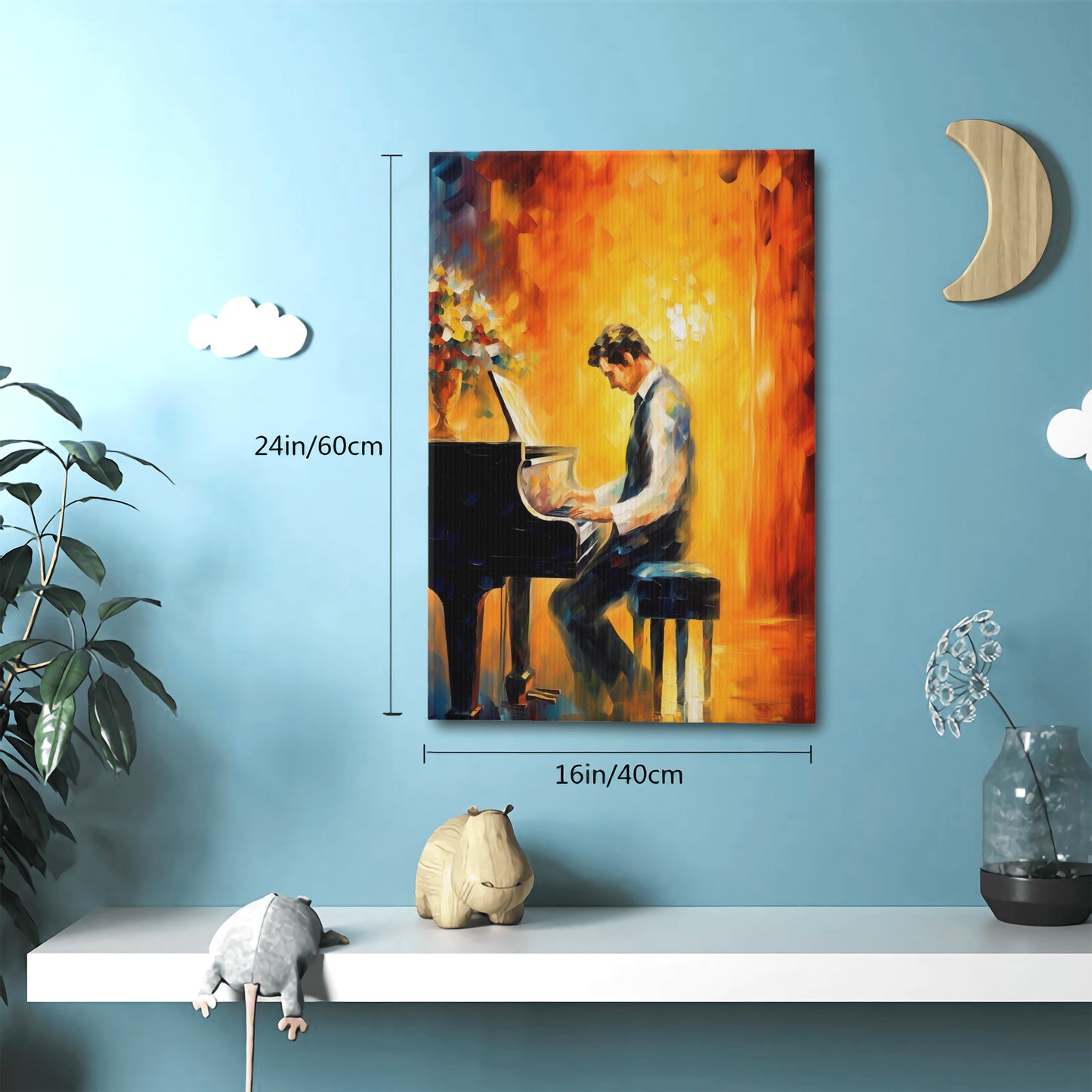 Piano AI by Leonid Afremov Canvas Painting 16x24in