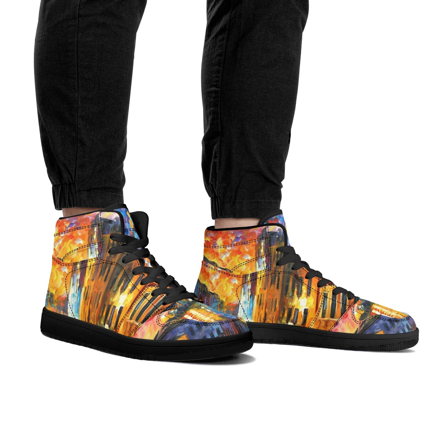 Men's High Top Leather Sneakers Afremov VENICE - GRAND CANAL