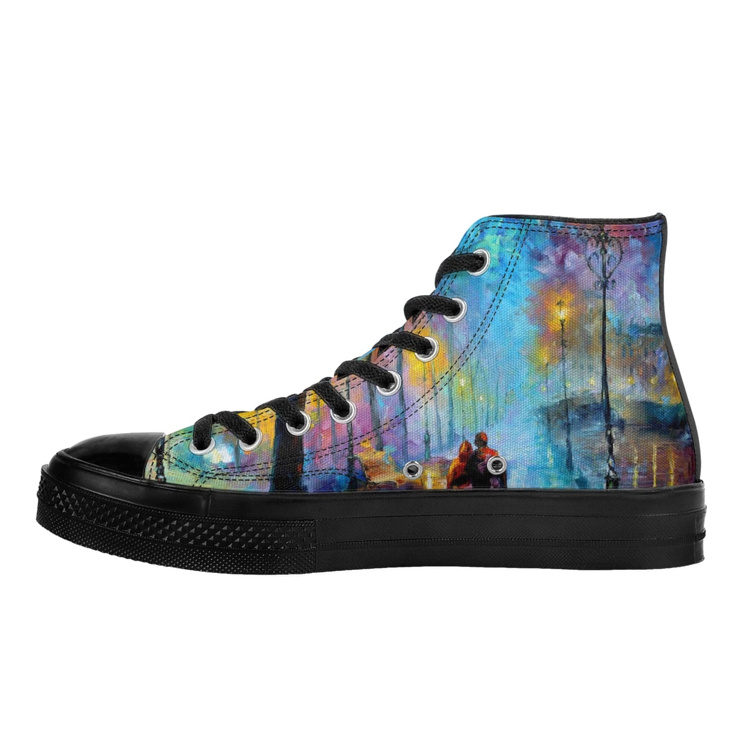Men's Classic Black High Top Canvas Shoes Afremov Melody of The Night