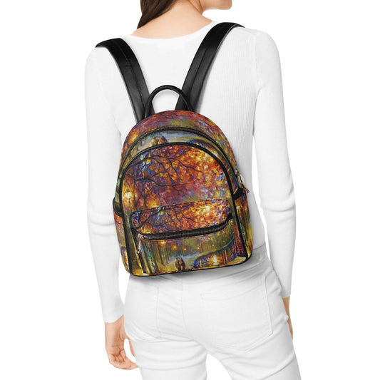 Women's Casual PU Backpack Afremov Spirits By The Lake