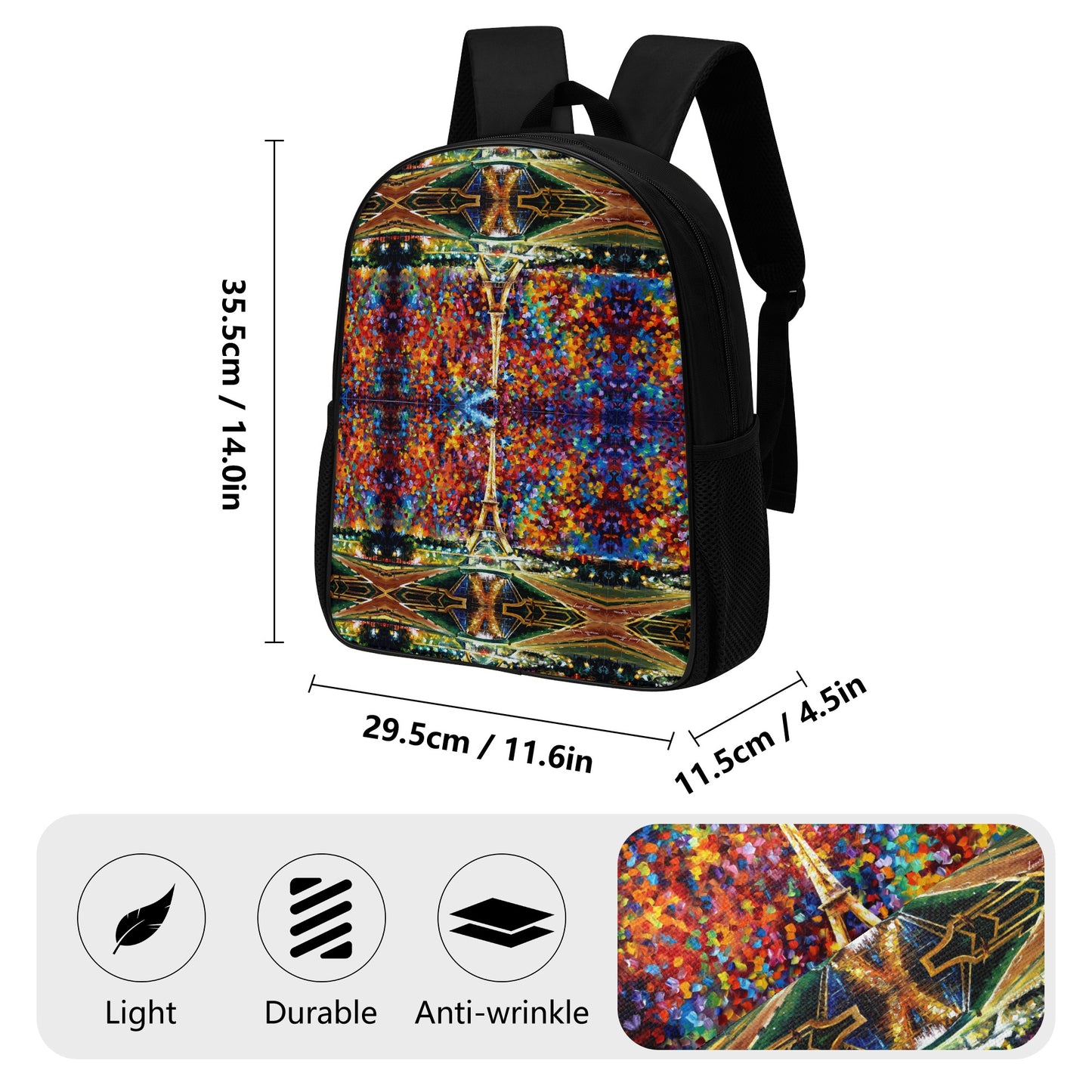 14 Inch Nylon Backpack Afremov PARIS OF MY DREAM