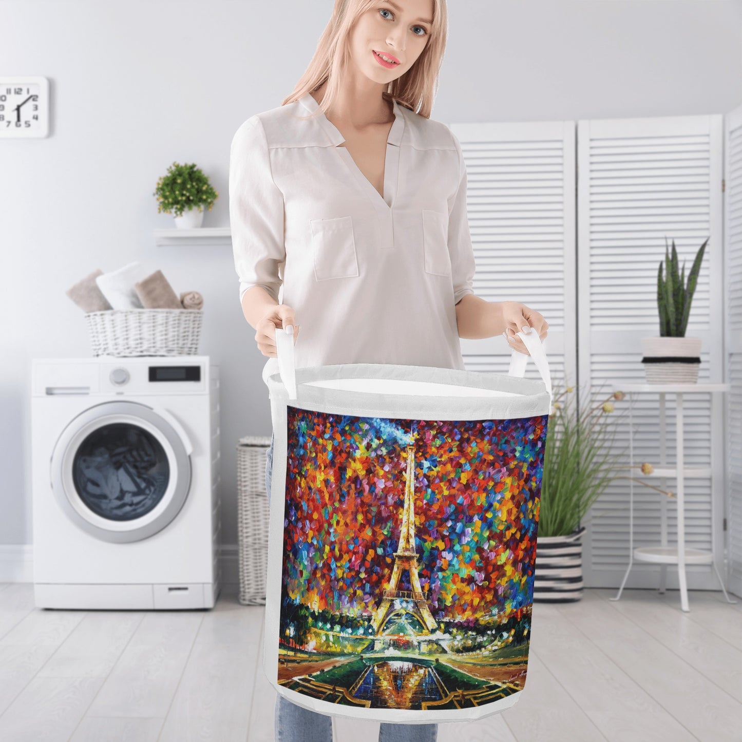 Round Laundry Basket Afremov PARIS OF MY DREAM