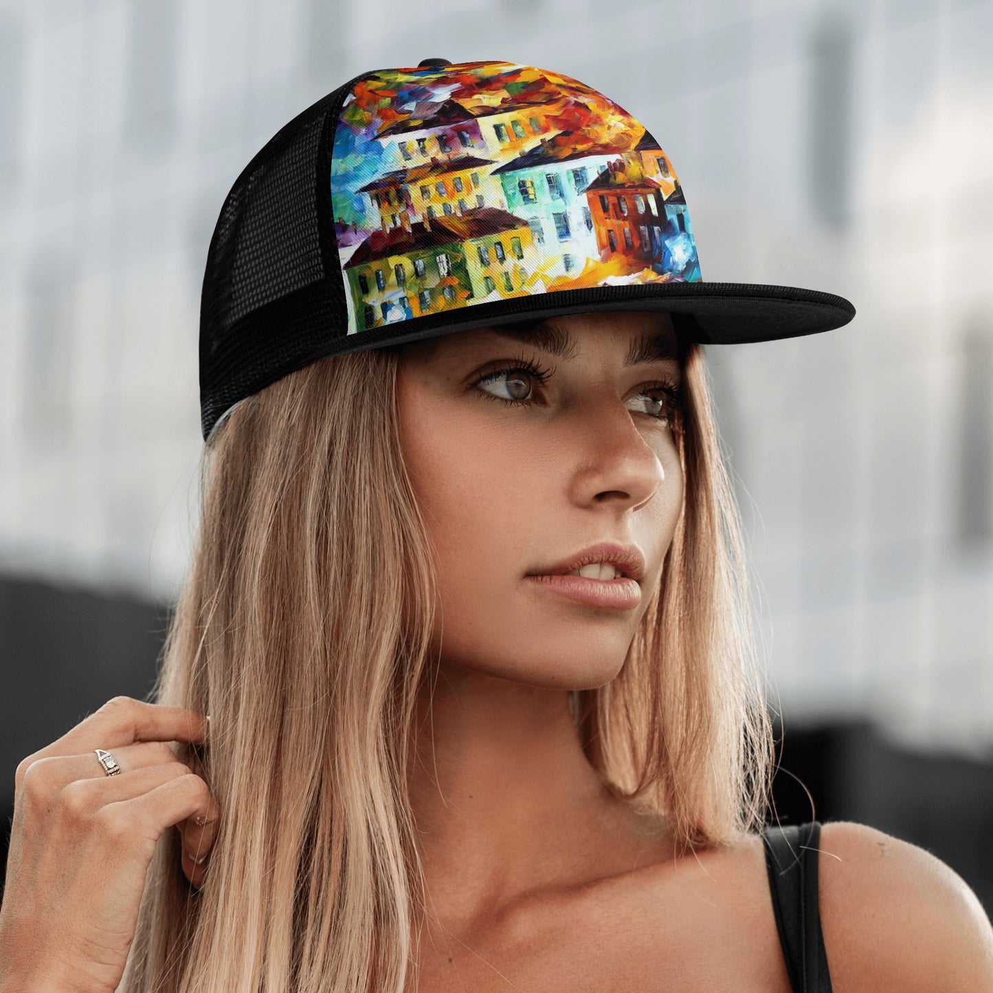 Front Printing Mesh Hip-hop Hats Afremov NIGHT HARBOR