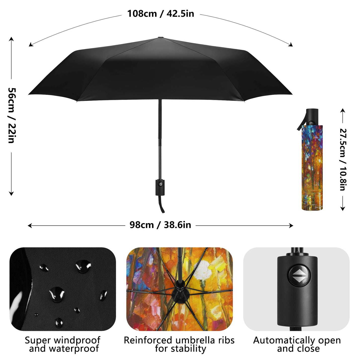 Fully Auto Open & Close Umbrella Printing Inside Afremov 5AM LIGHTS