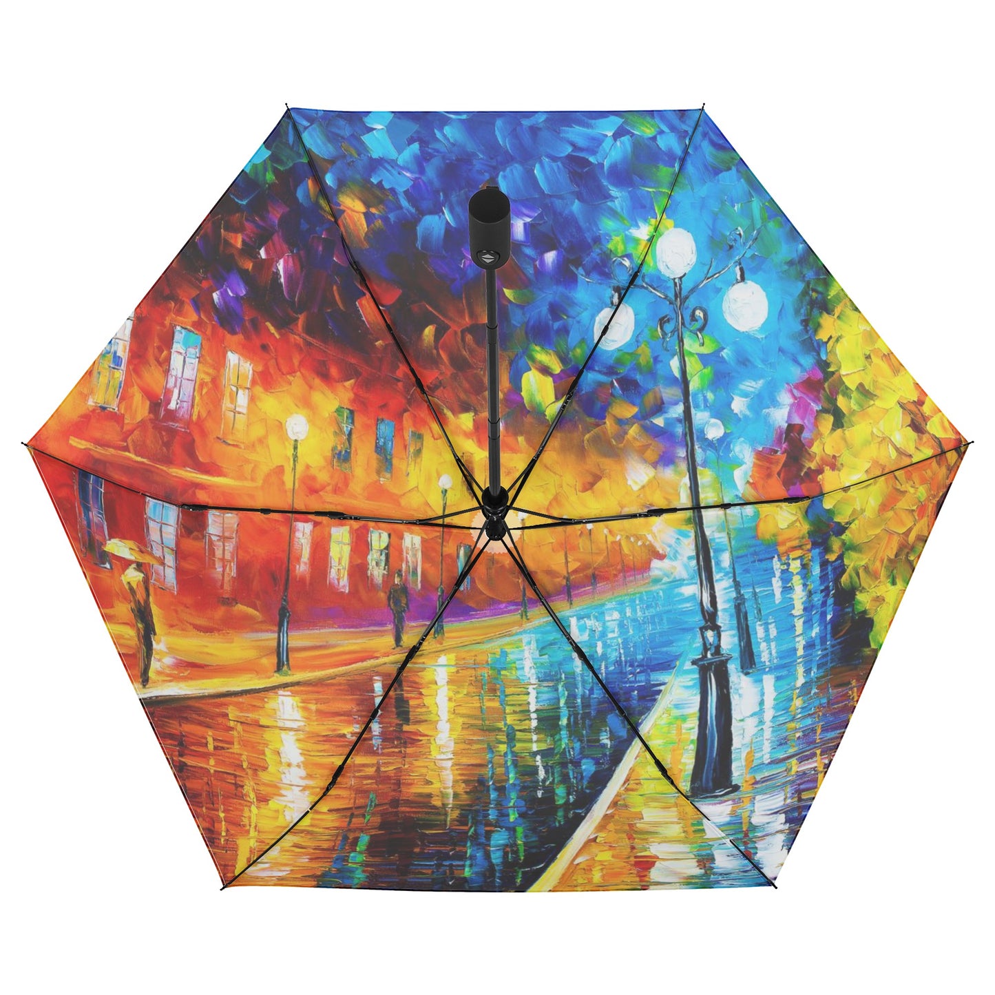 Lightweight Auto Open & Close Umbrella Printing Outside Afremov BLUE LIGHTS AT NIGHT