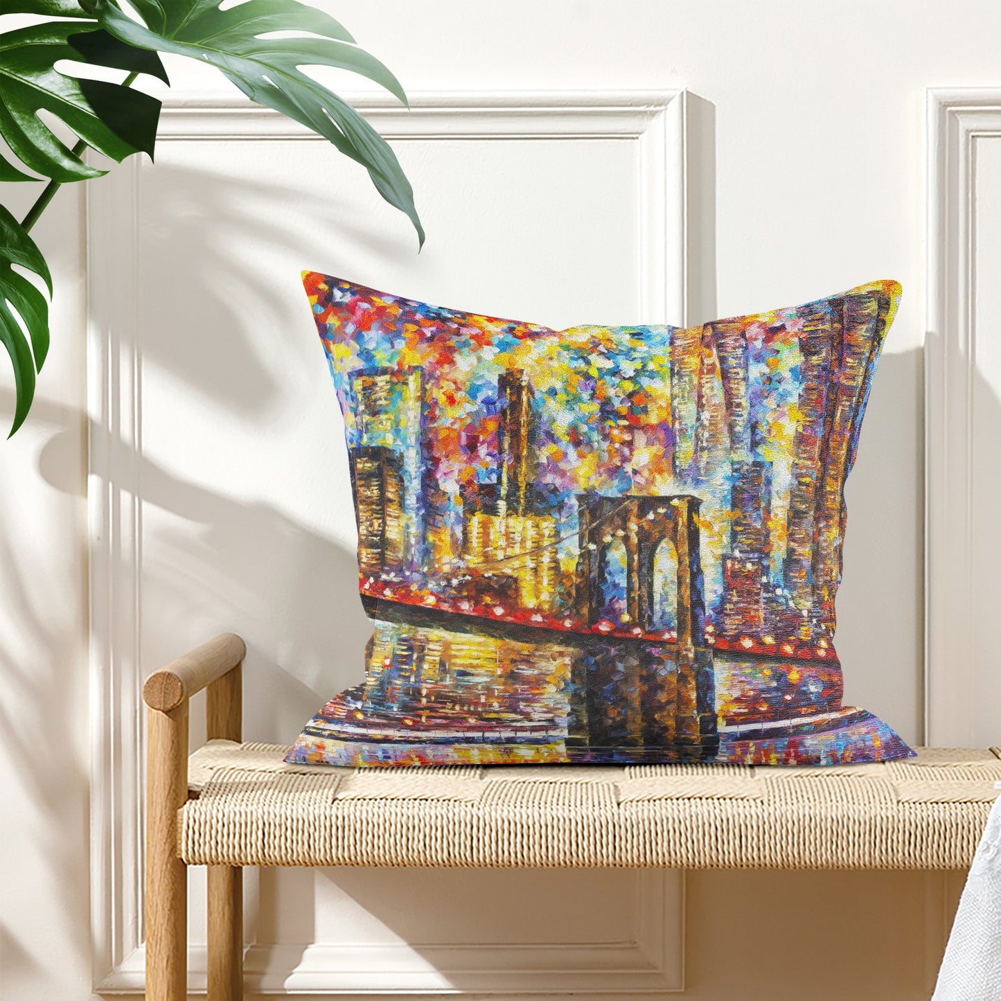 Double Side Printing Pillow Cover Afremov NIGHT OF NEW YORK