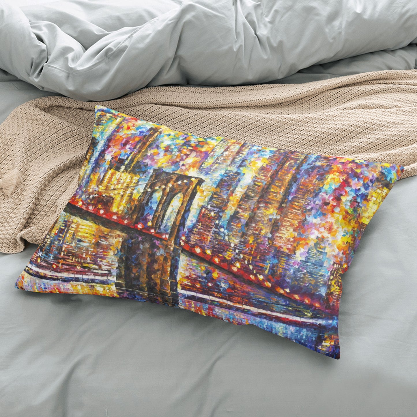 Double Side Printing Rectangular Pillow Cover Afremov NIGHT OF NEW YORK