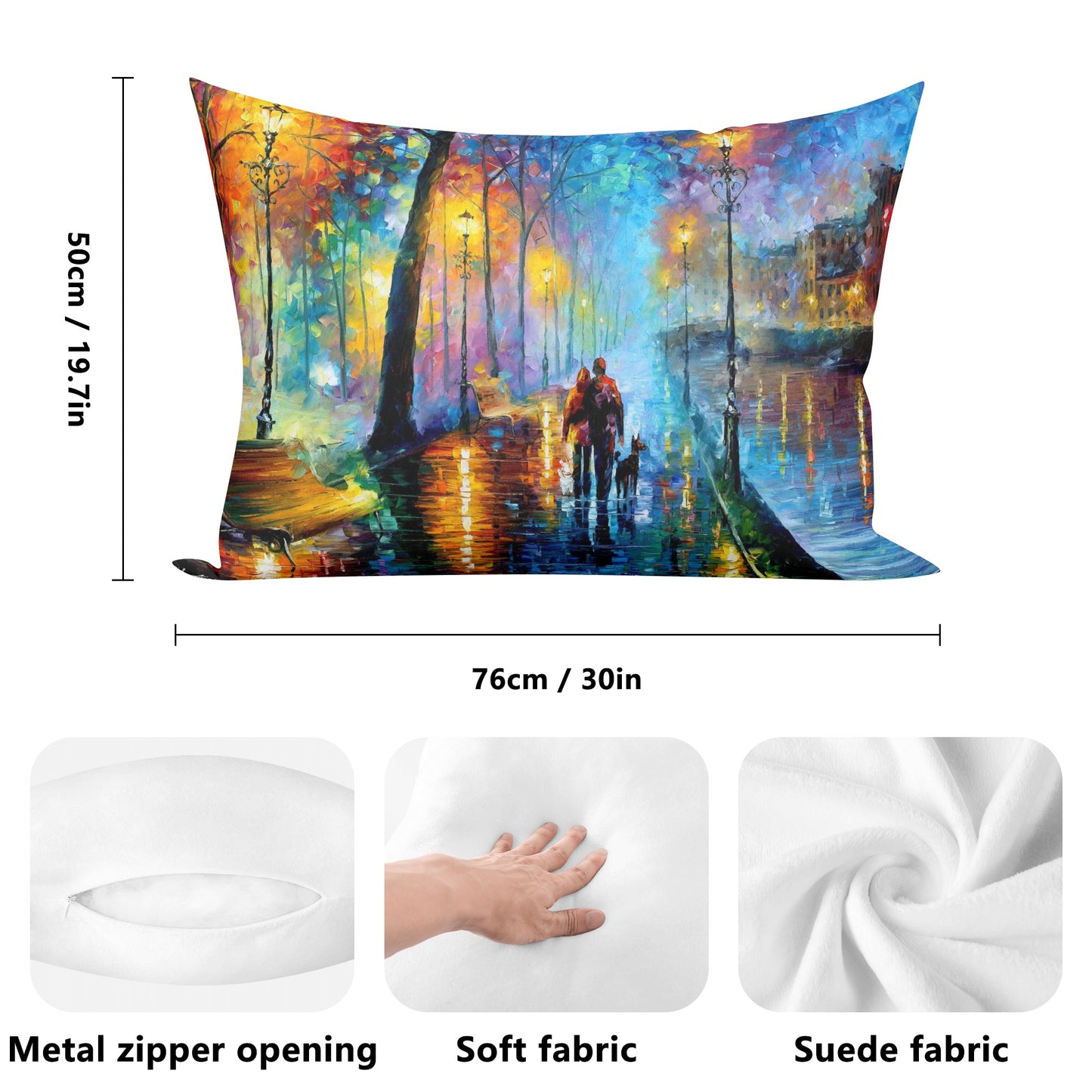Double Side Printing Rectangular Pillow Cover Afremov MELODY OF THE NIGHT