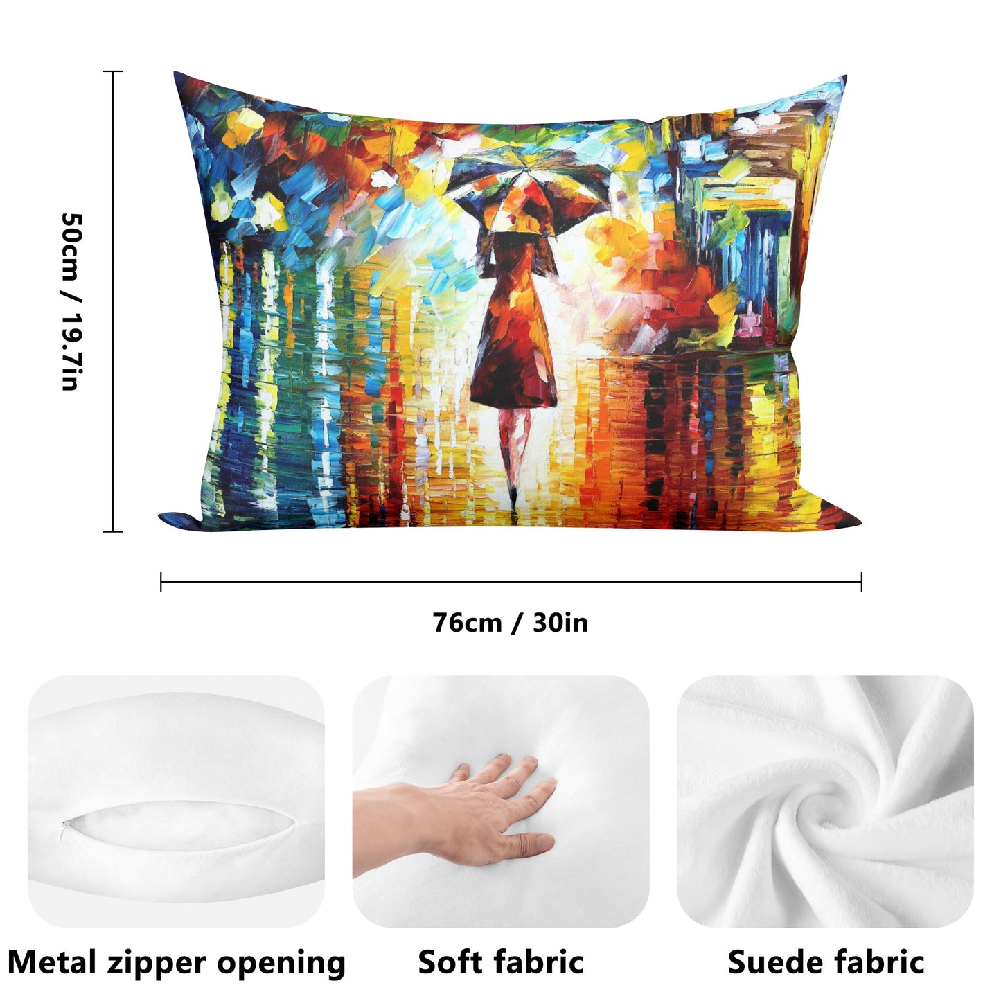 Double Side Printing Rectangular Pillow Cover Afremov MYSTERIOUS RAIN PRINCESS