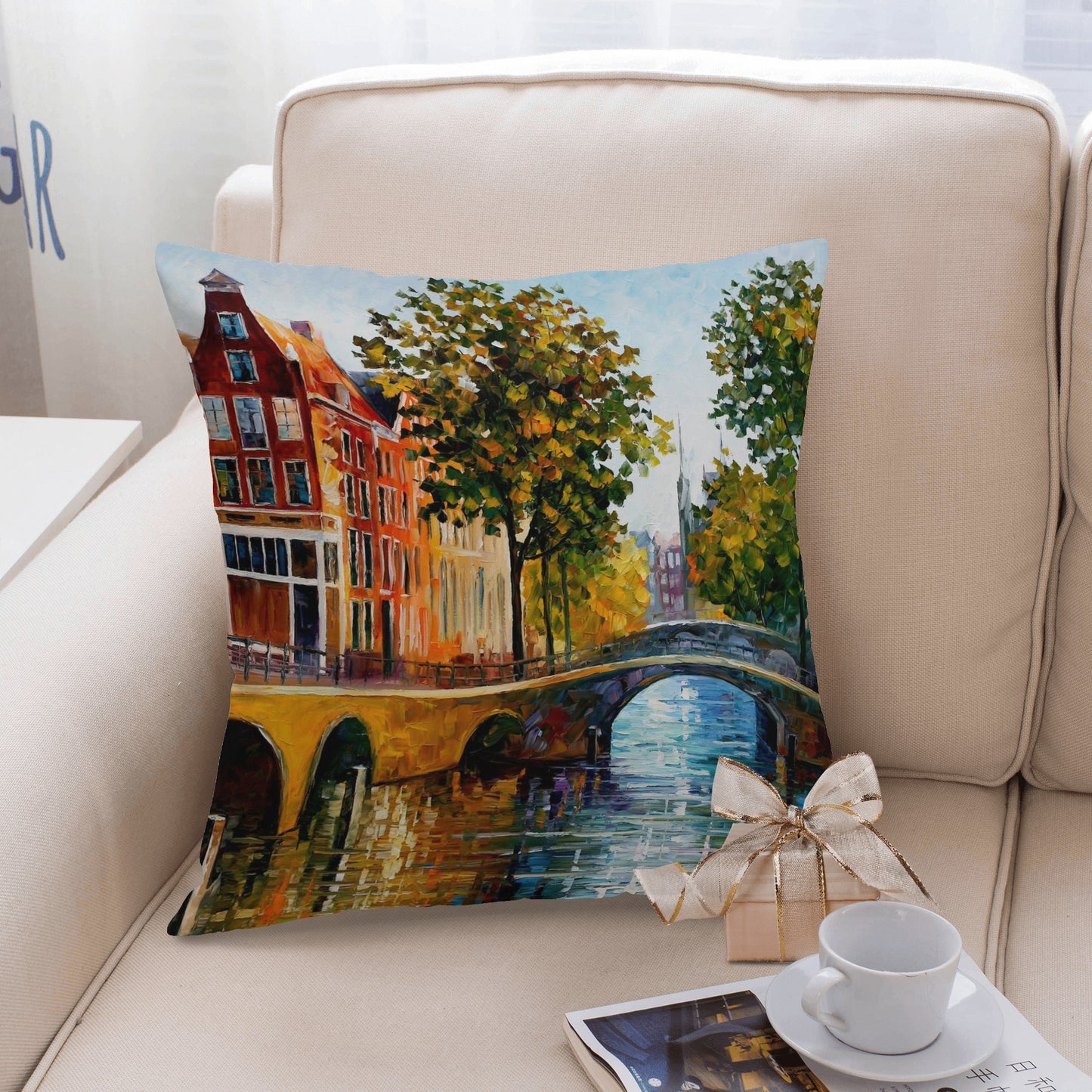 Pillow Cover Afremov THE GATEWAY TO AMSTERDAM