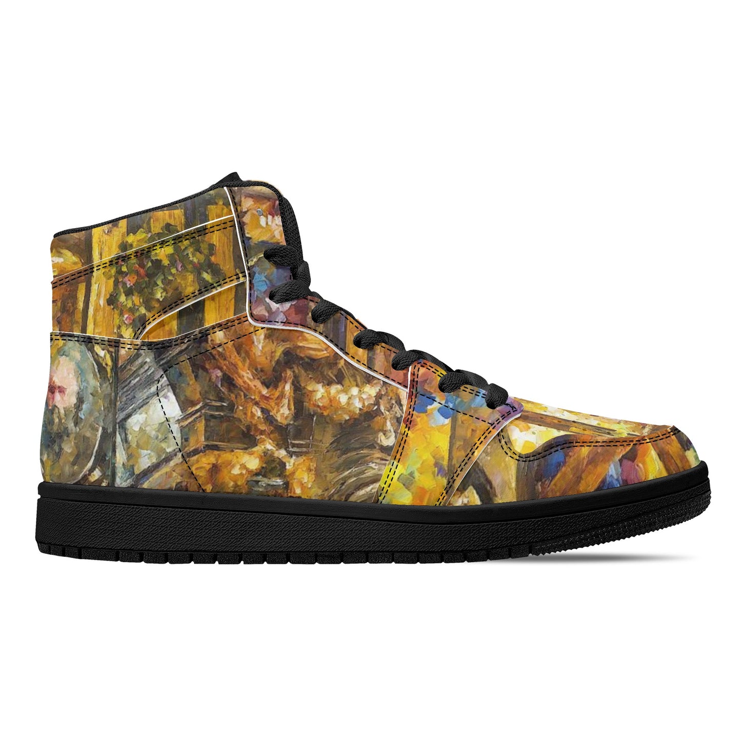 Womens Black High Top Leather Sneakers @FanClub By AFREMOV.COM