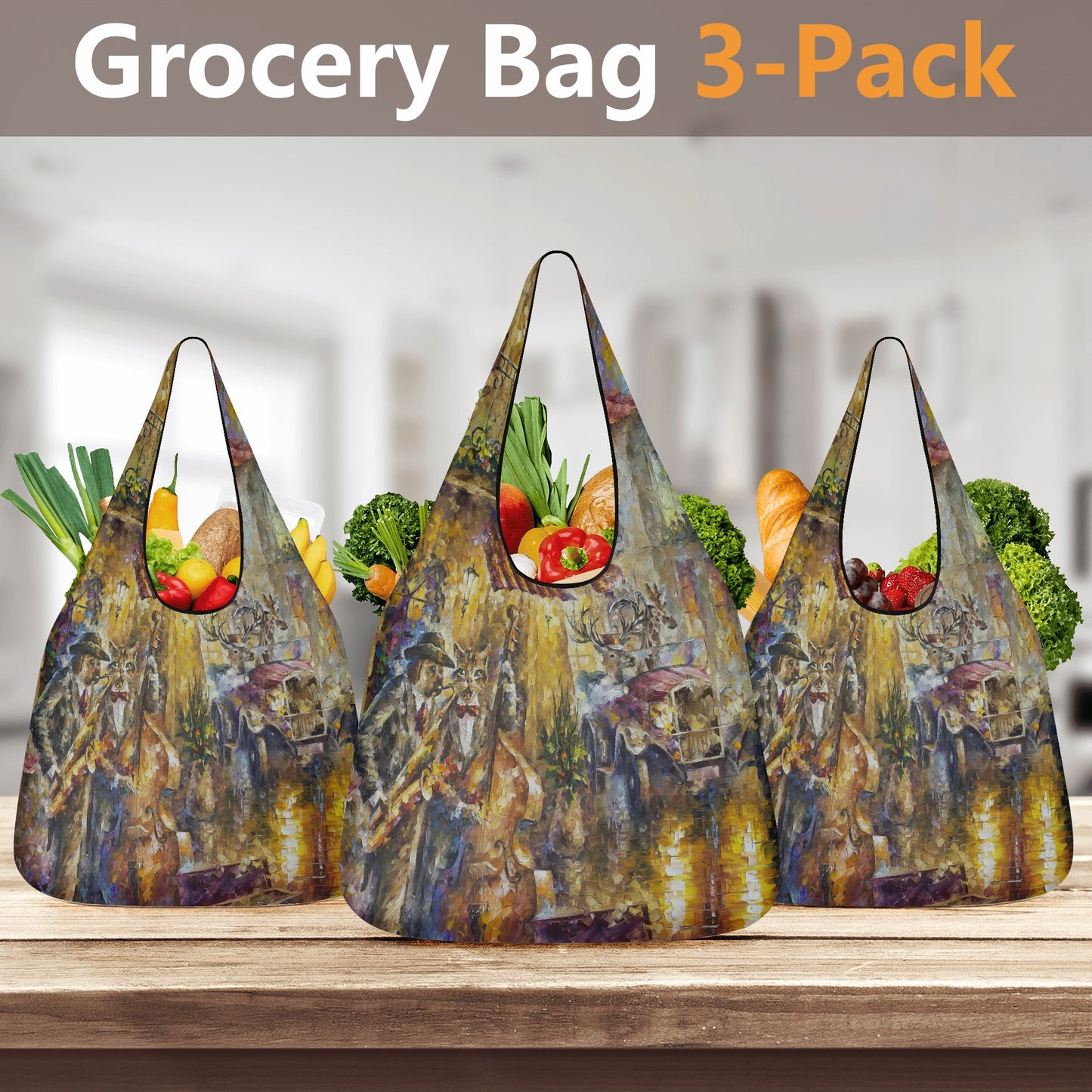 3 Pack of Grocery Bags @FanClub By AFREMOV.COM