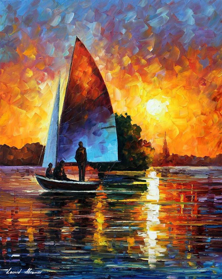 Leonid Afremov a SUNSET BY THE LAKE Paint By Numbers Full Kit