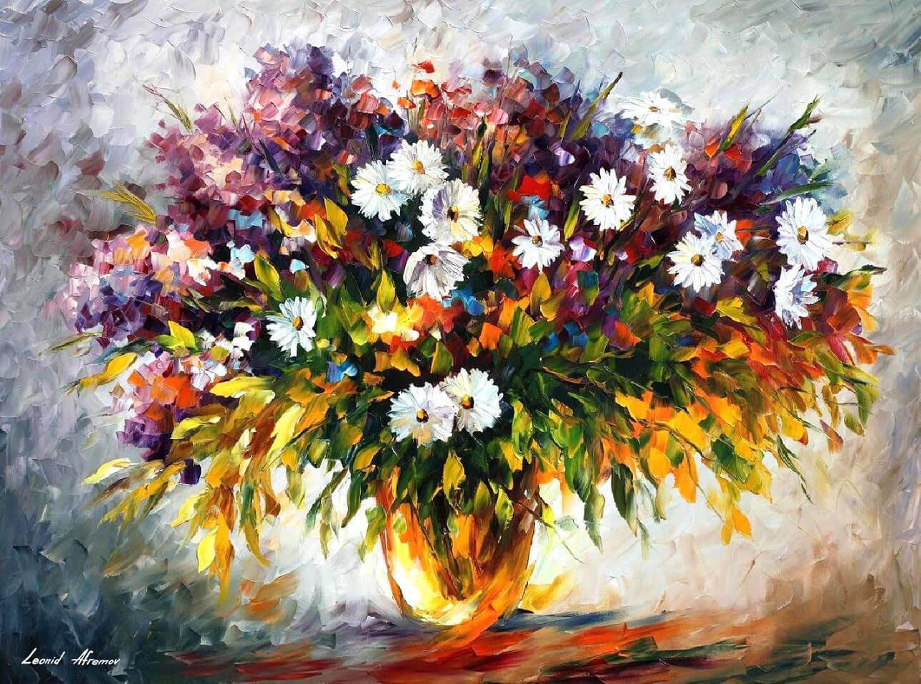 Leonid Afremov a LILAC AND CAMOMILES Diamond Paiting