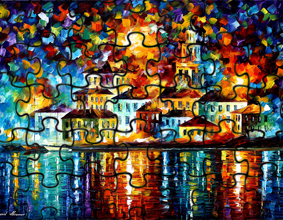 Leonid Afremov NIGHT HARBOR Puzzle Painting