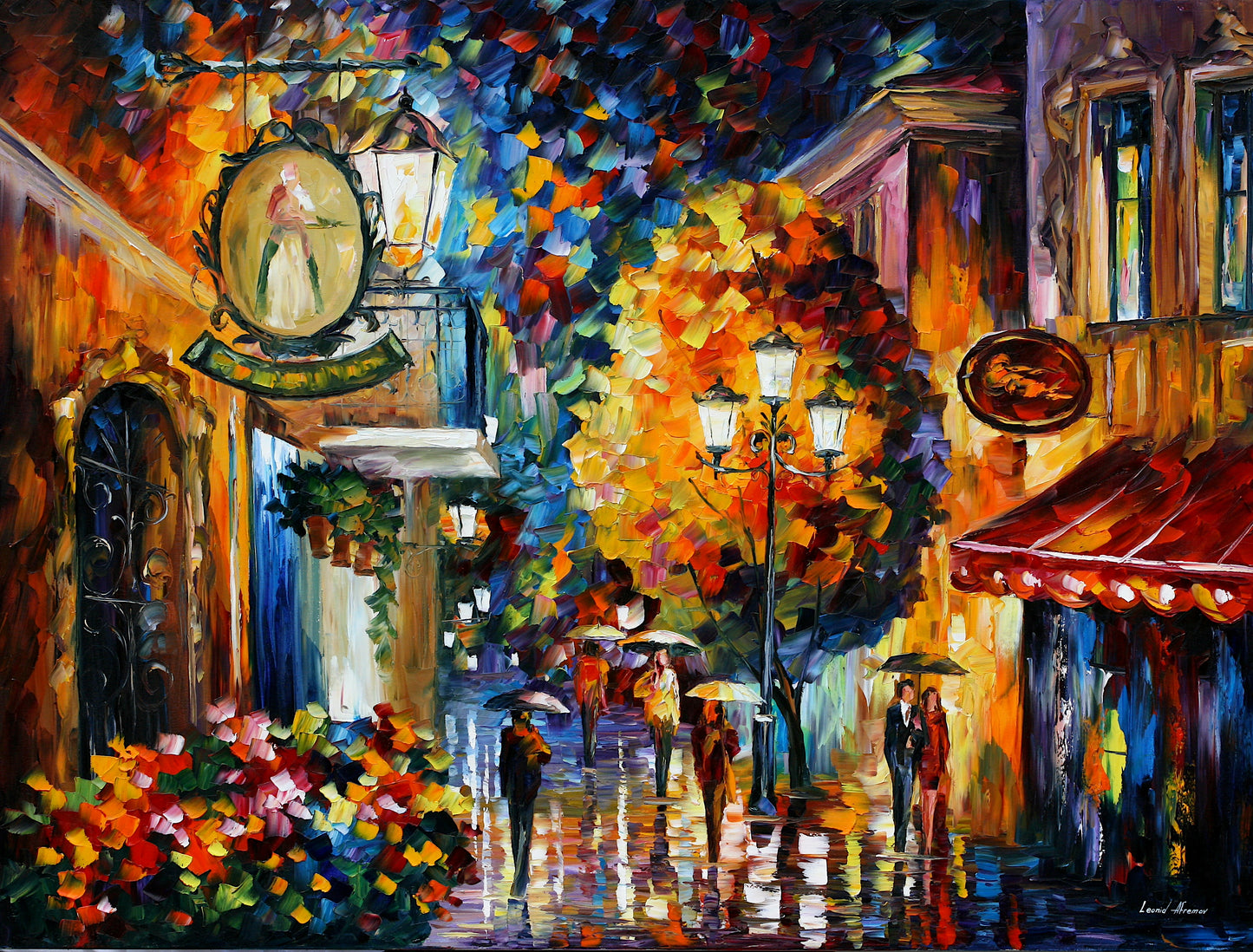 Leonid Afremov CAFE IN THE OLD CITY Paint By Number
