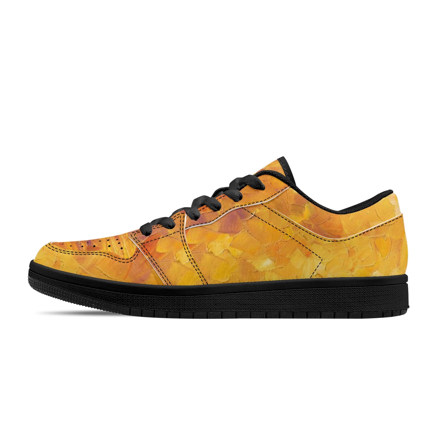 Men's Black Low Top Leather Sneakers Afremov ORANGE FOG