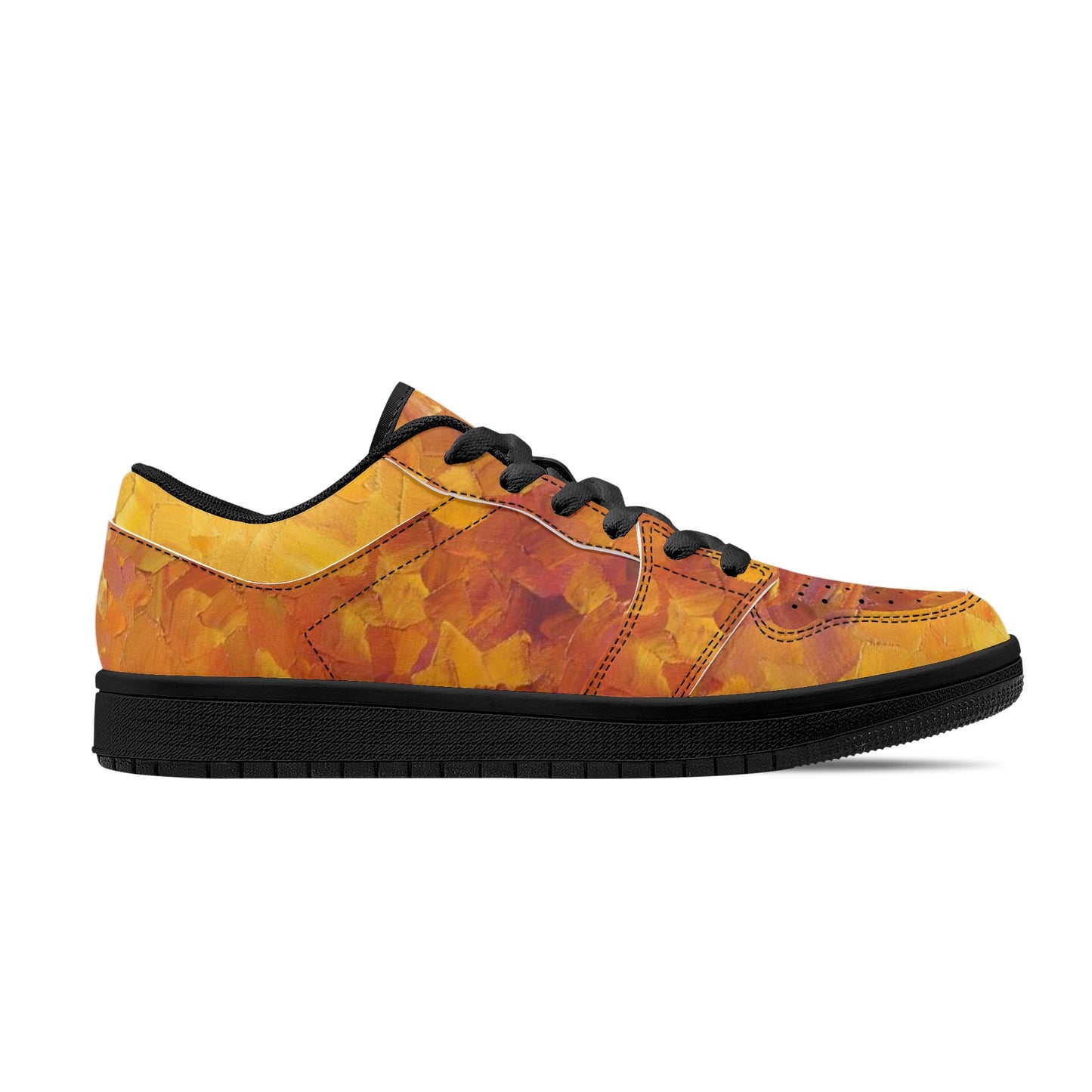 Men's Black Low Top Leather Sneakers Afremov ORANGE FOG