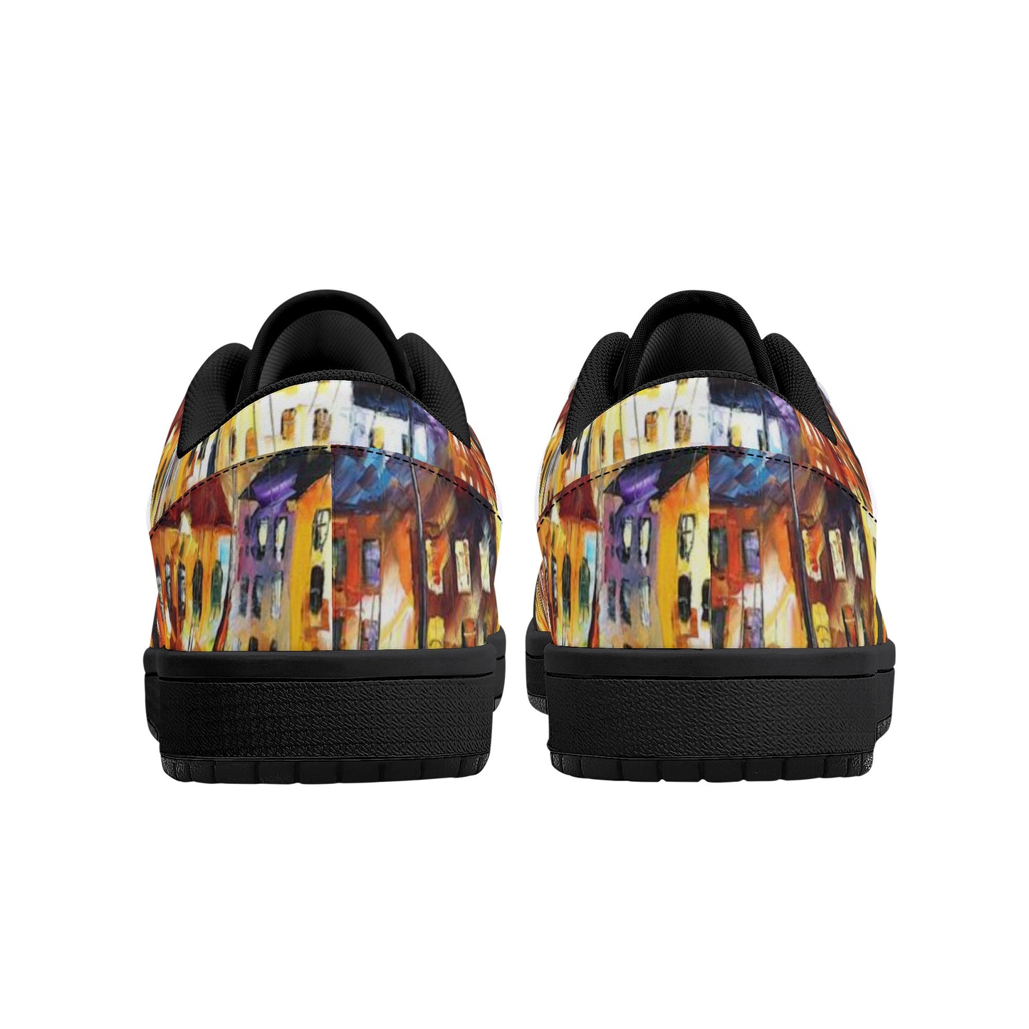 Men's Black Low Top Leather Sneakers Afremov QUIET TOWN