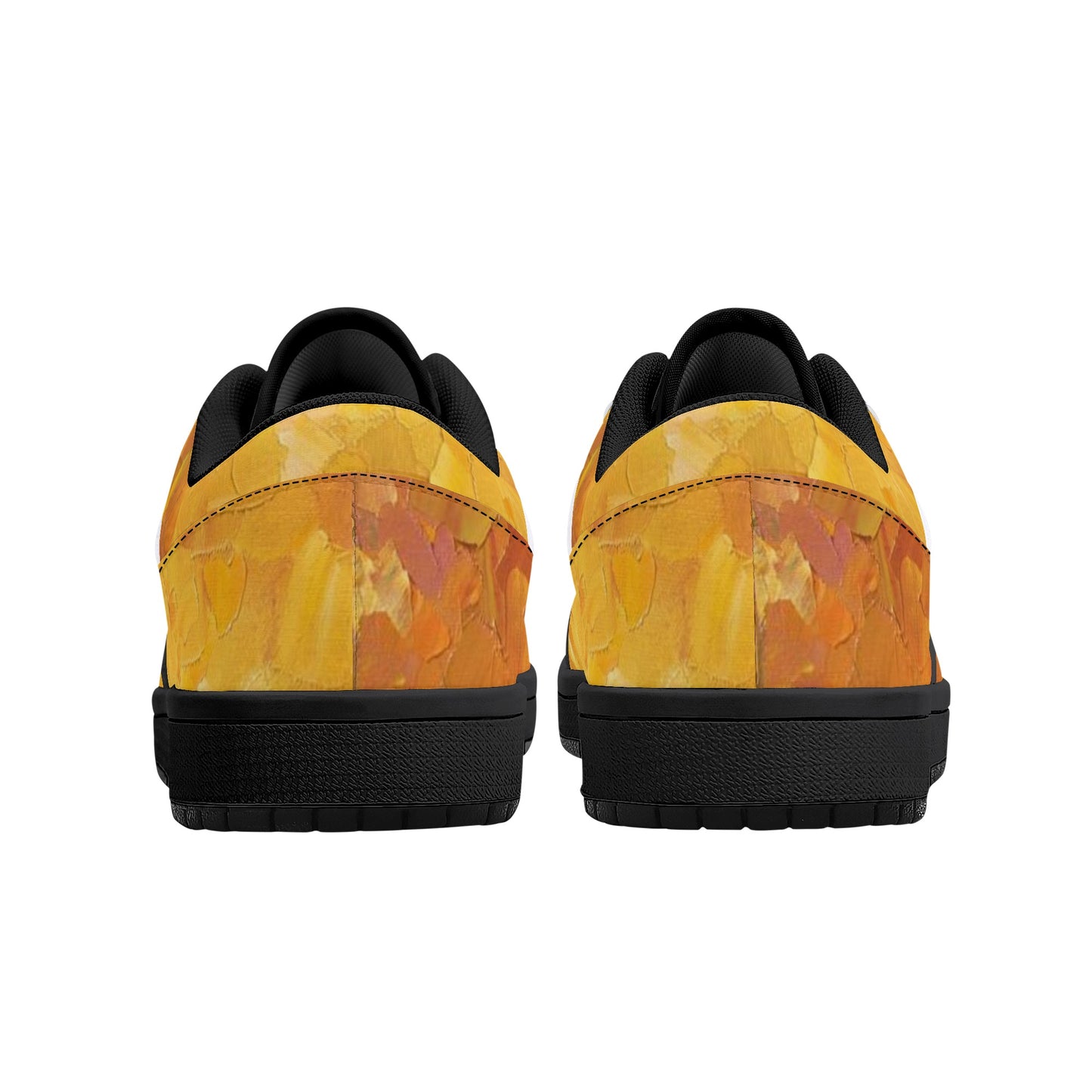 Men's Black Low Top Leather Sneakers Afremov ORANGE FOG