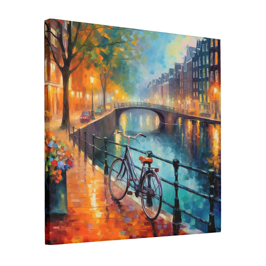 Bicycle Bridge Amsterdam AI by Leonid Afremov  Canvas Painting 12x12in