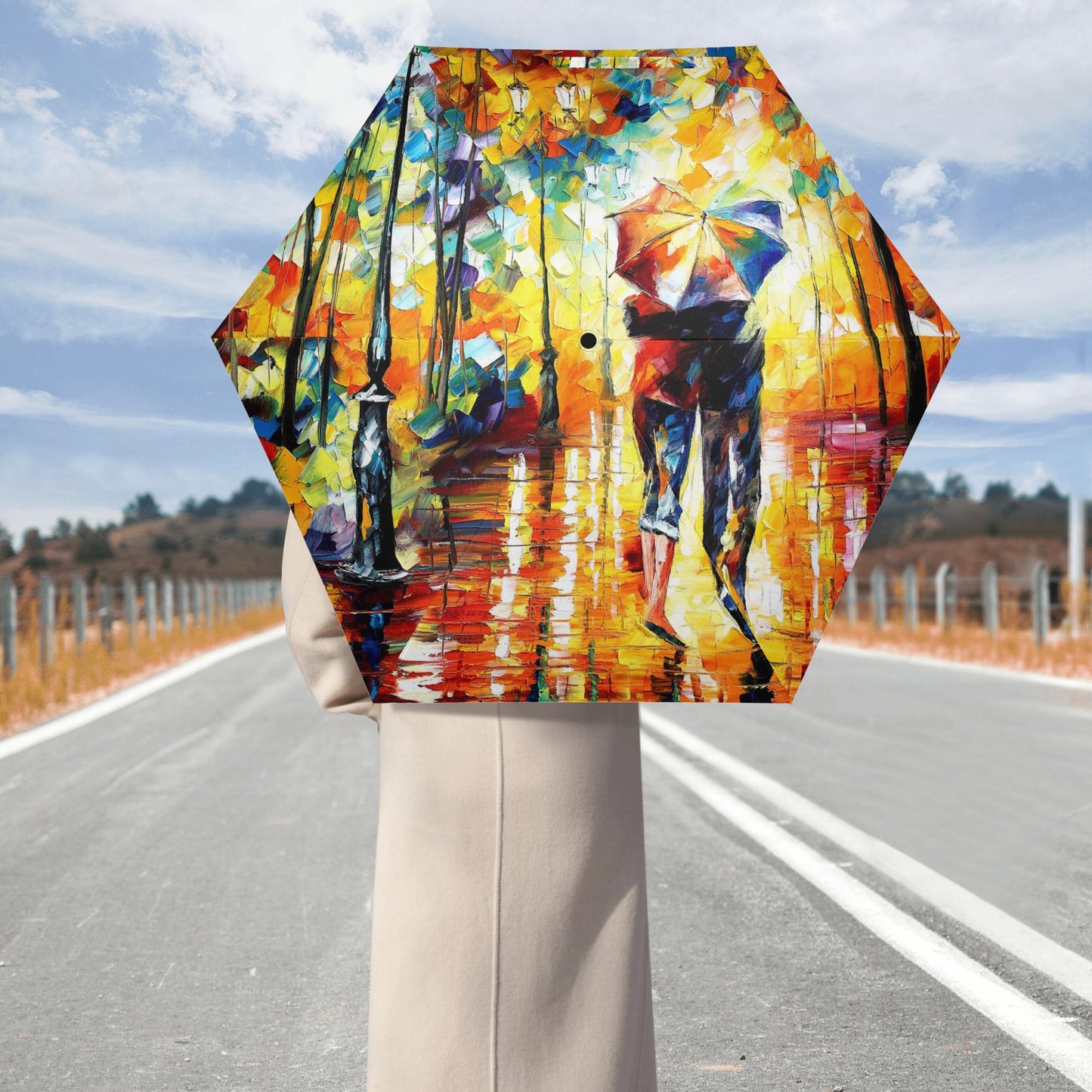 Lightweight Auto Open & Close Umbrella Printing Outside-Afremov