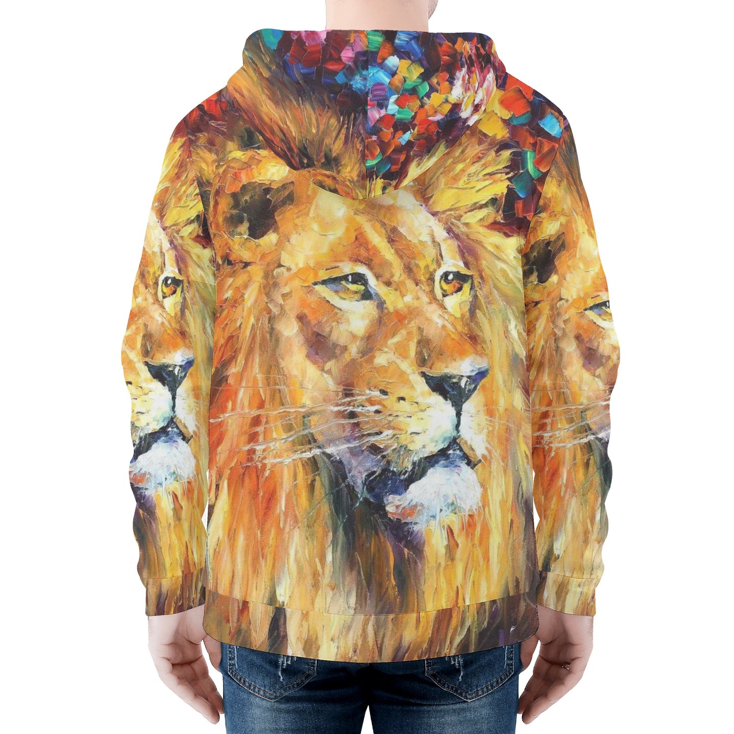 A LION Men's All Over Print Zip Hoodie