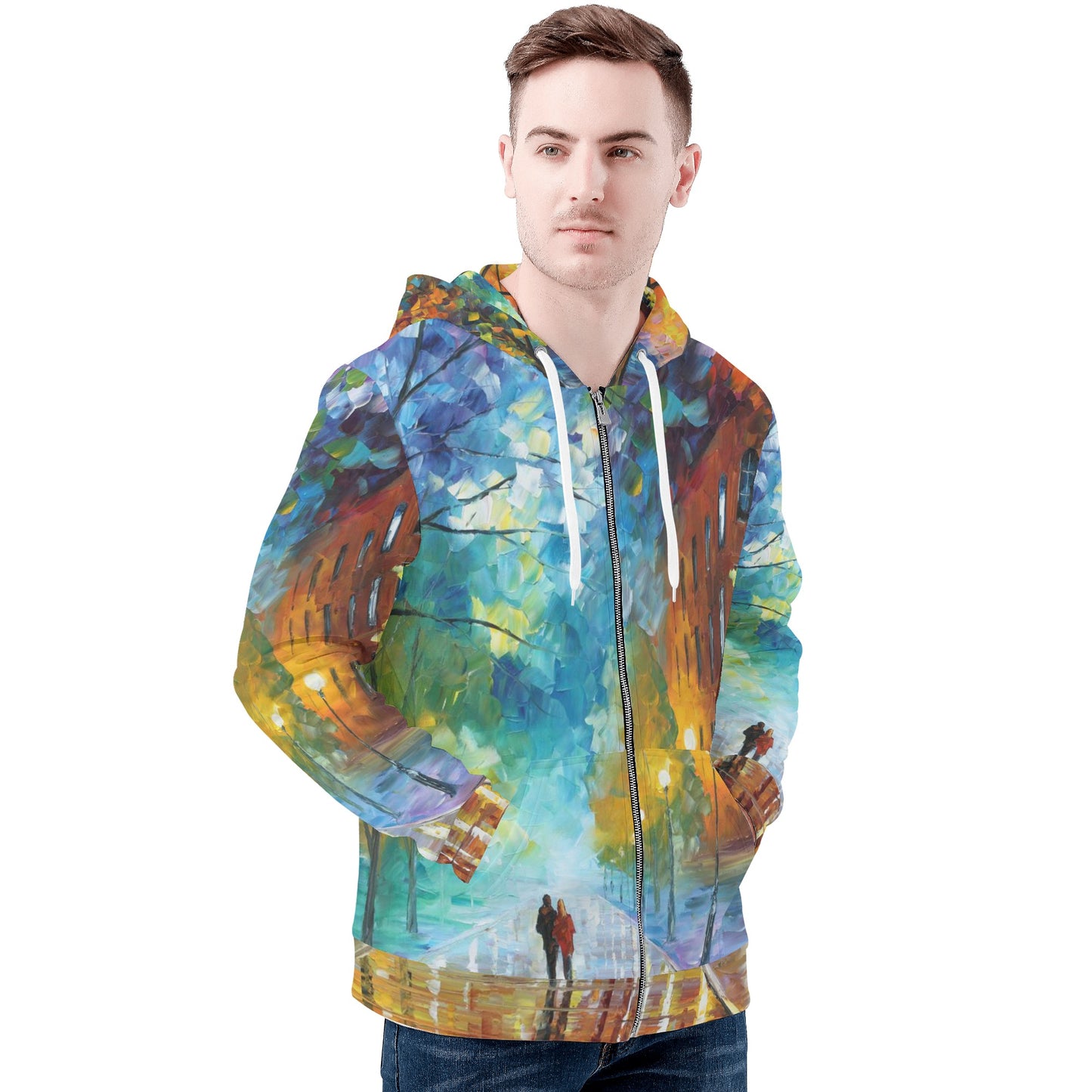 FRESHNESS OF COLD  Men's All Over Print Zip Hoodie