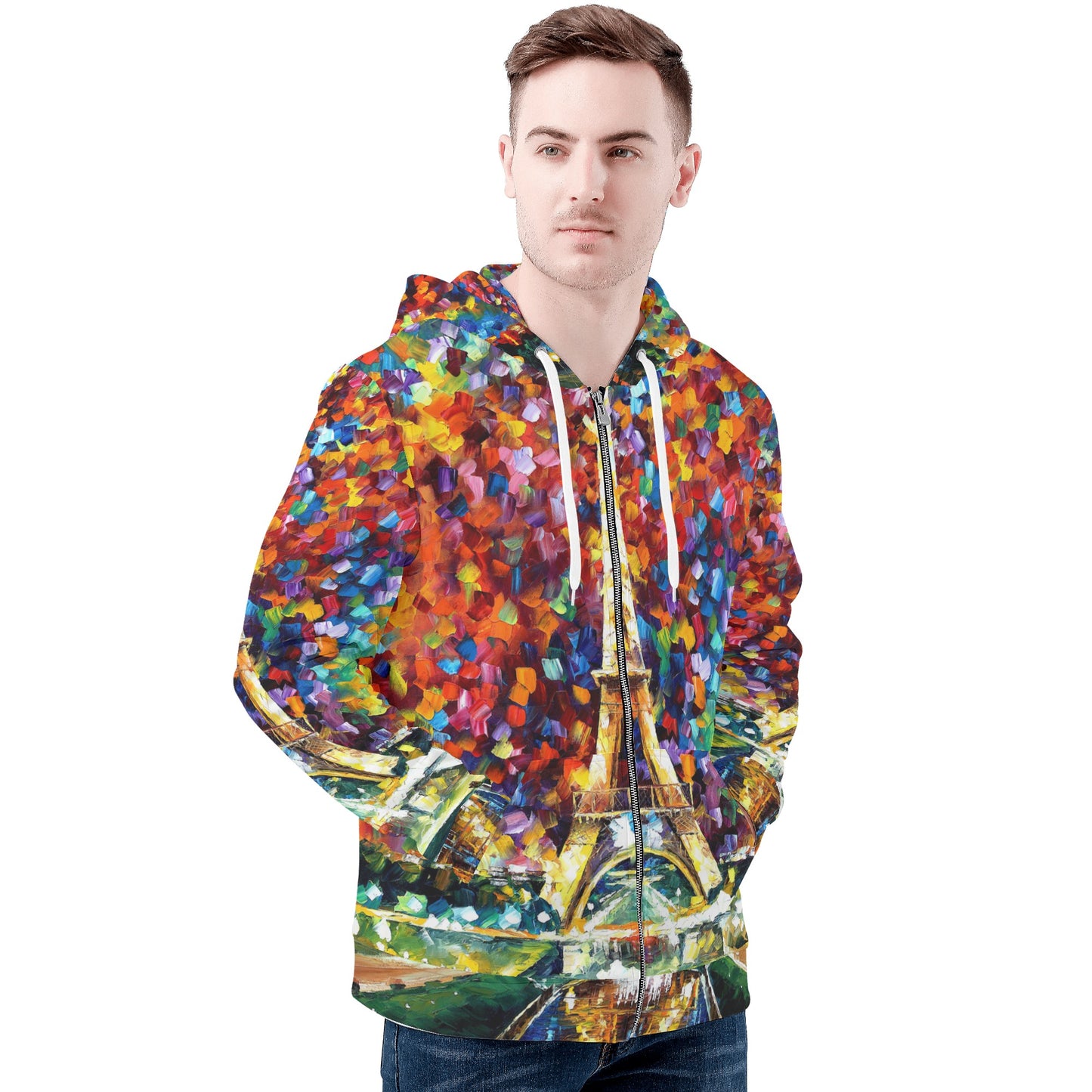 PARIS OF MY DREAMS Men's All Over Print Zip Hoodie