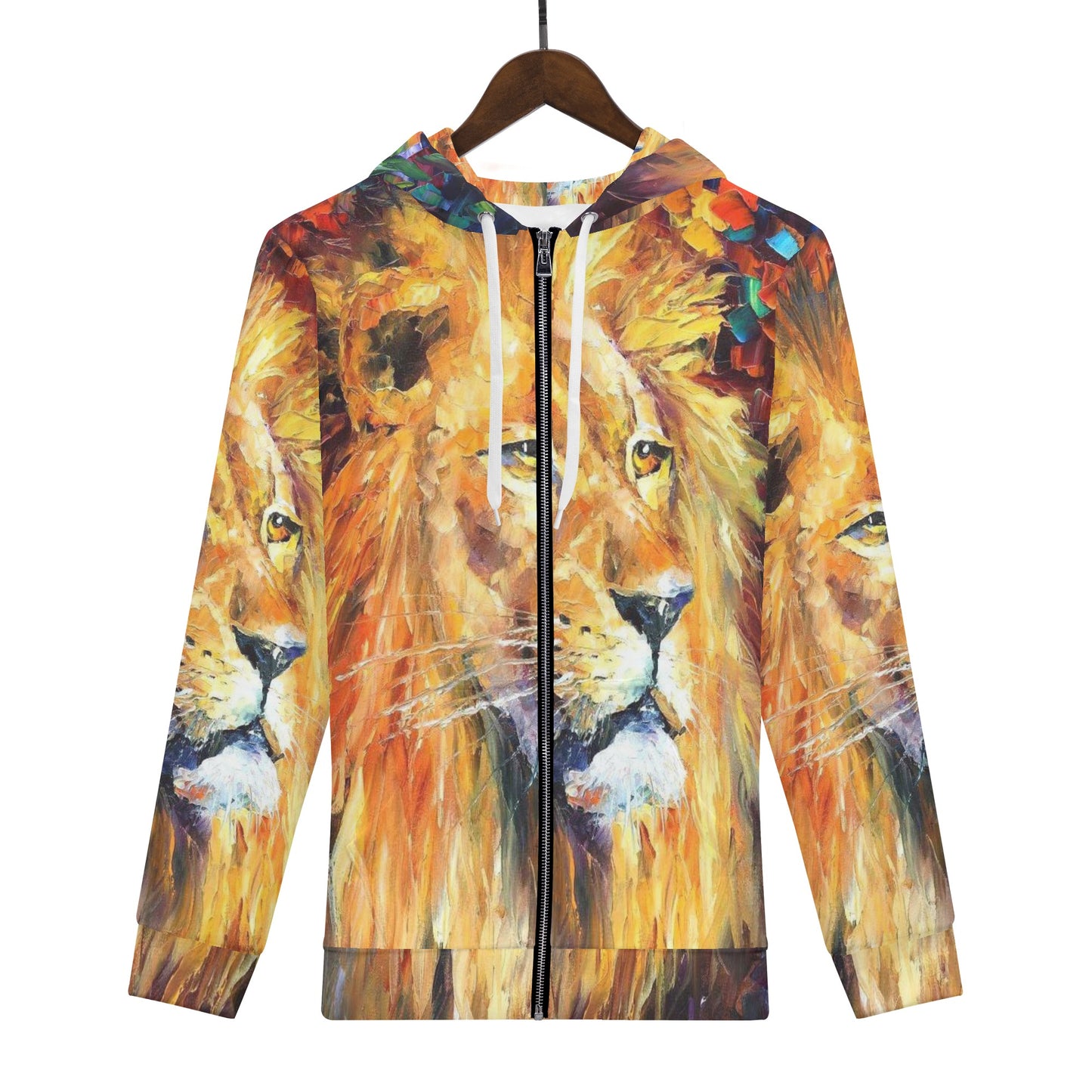 A LION Men's All Over Print Zip Hoodie