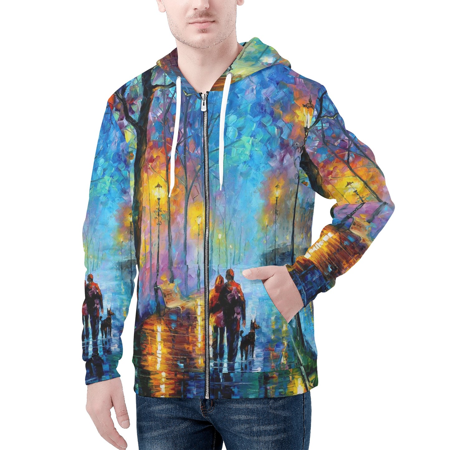 MElody of the Night Men's All Over Print Zip Hoodie