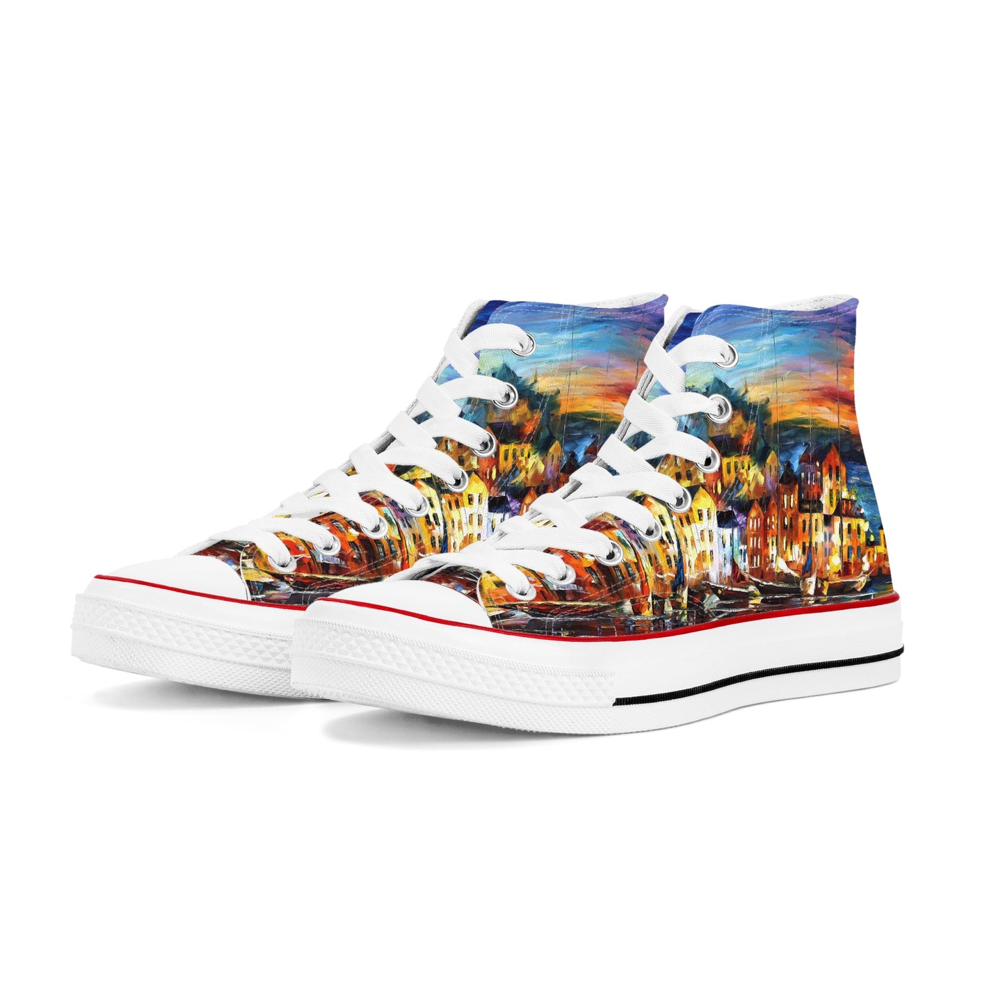 Men's Classic High Top Canvas Shoes Afremov Quiet Town