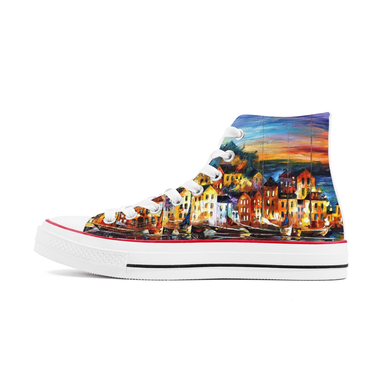 Men's Classic High Top Canvas Shoes Afremov Quiet Town