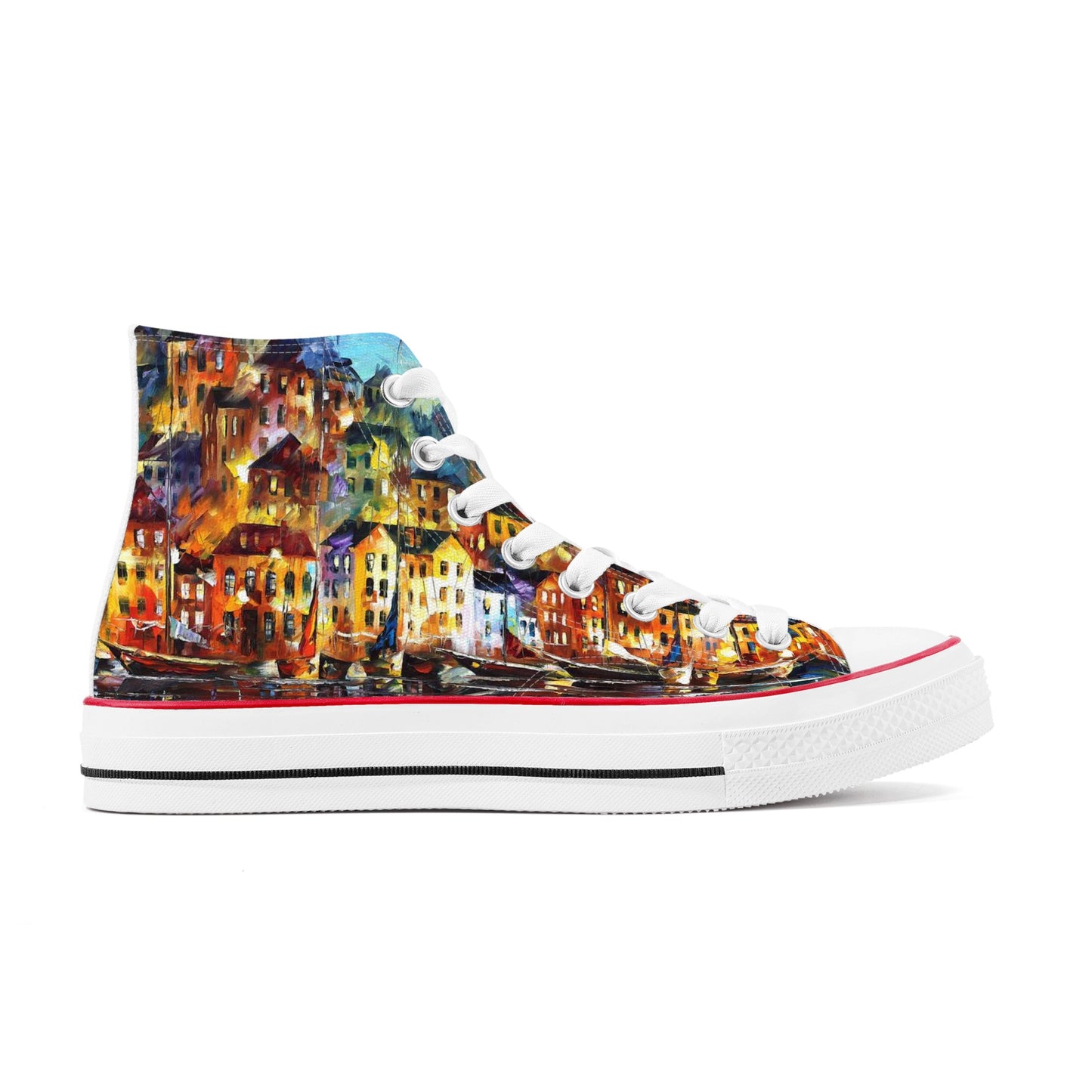 Men's Classic High Top Canvas Shoes Afremov Quiet Town