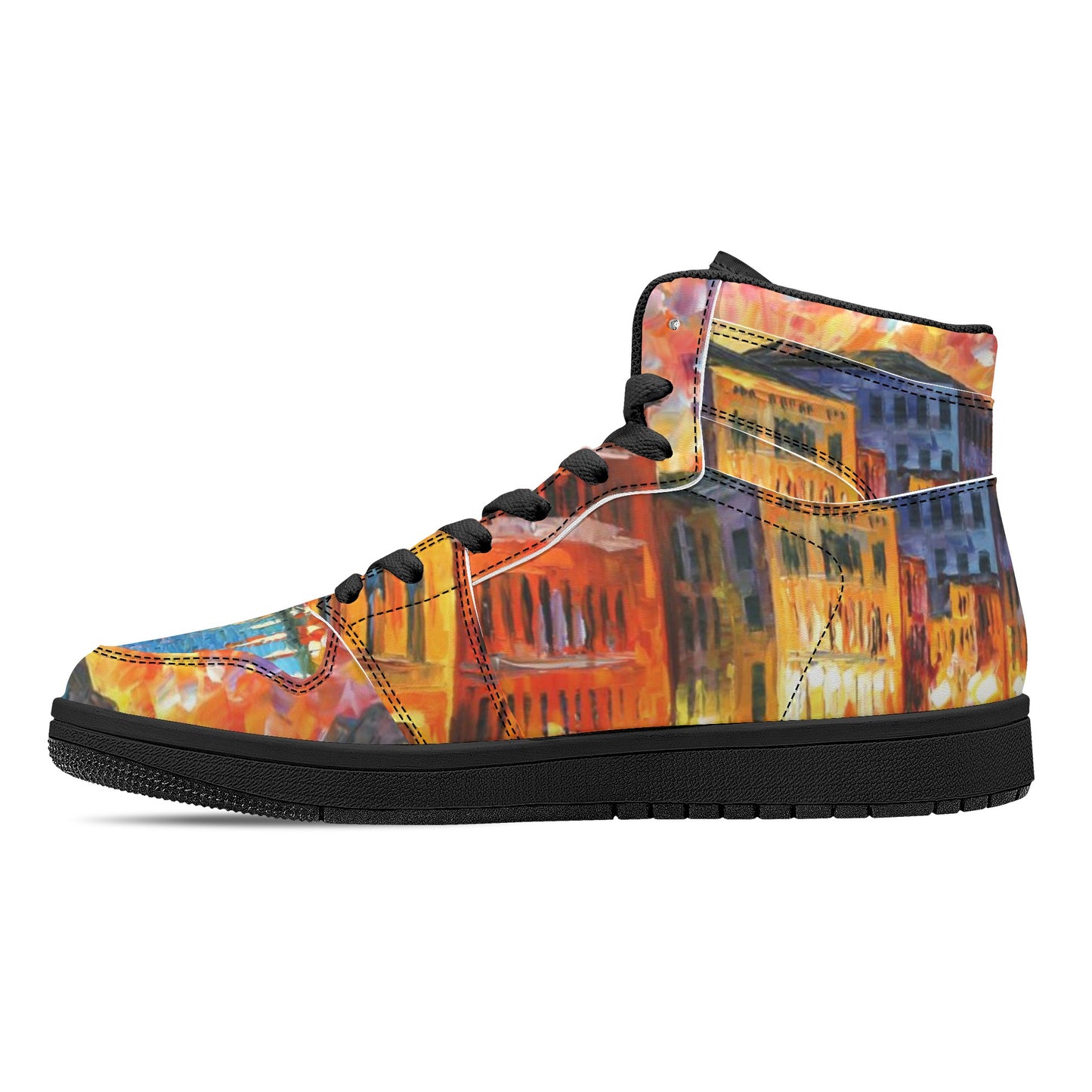 Men's High Top Leather Sneakers Afremov VENICE - GRAND CANAL