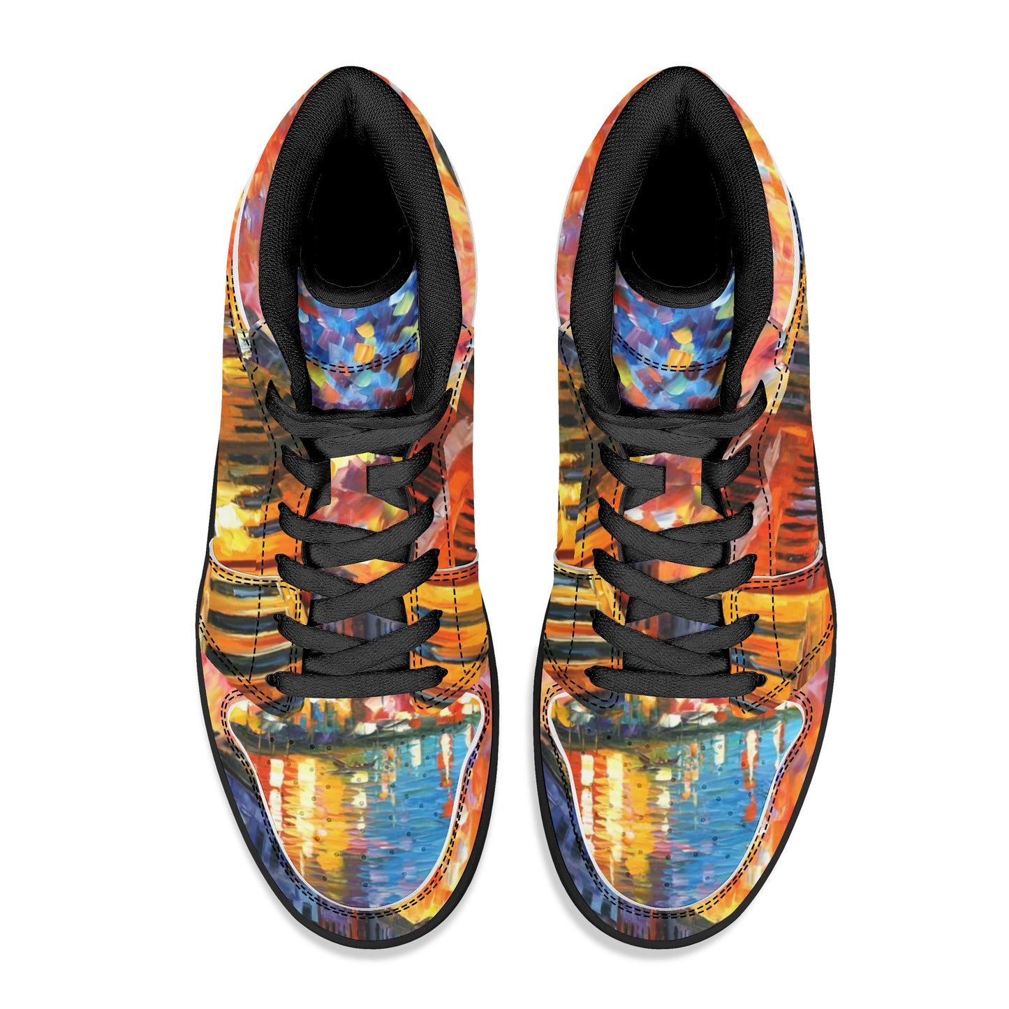 Men's High Top Leather Sneakers Afremov VENICE - GRAND CANAL