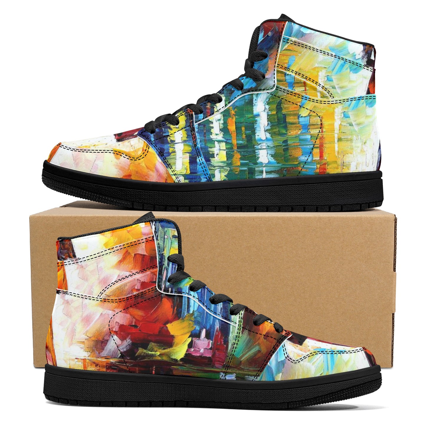 Men's High Top Leather Sneakers Afremov Rain Princess