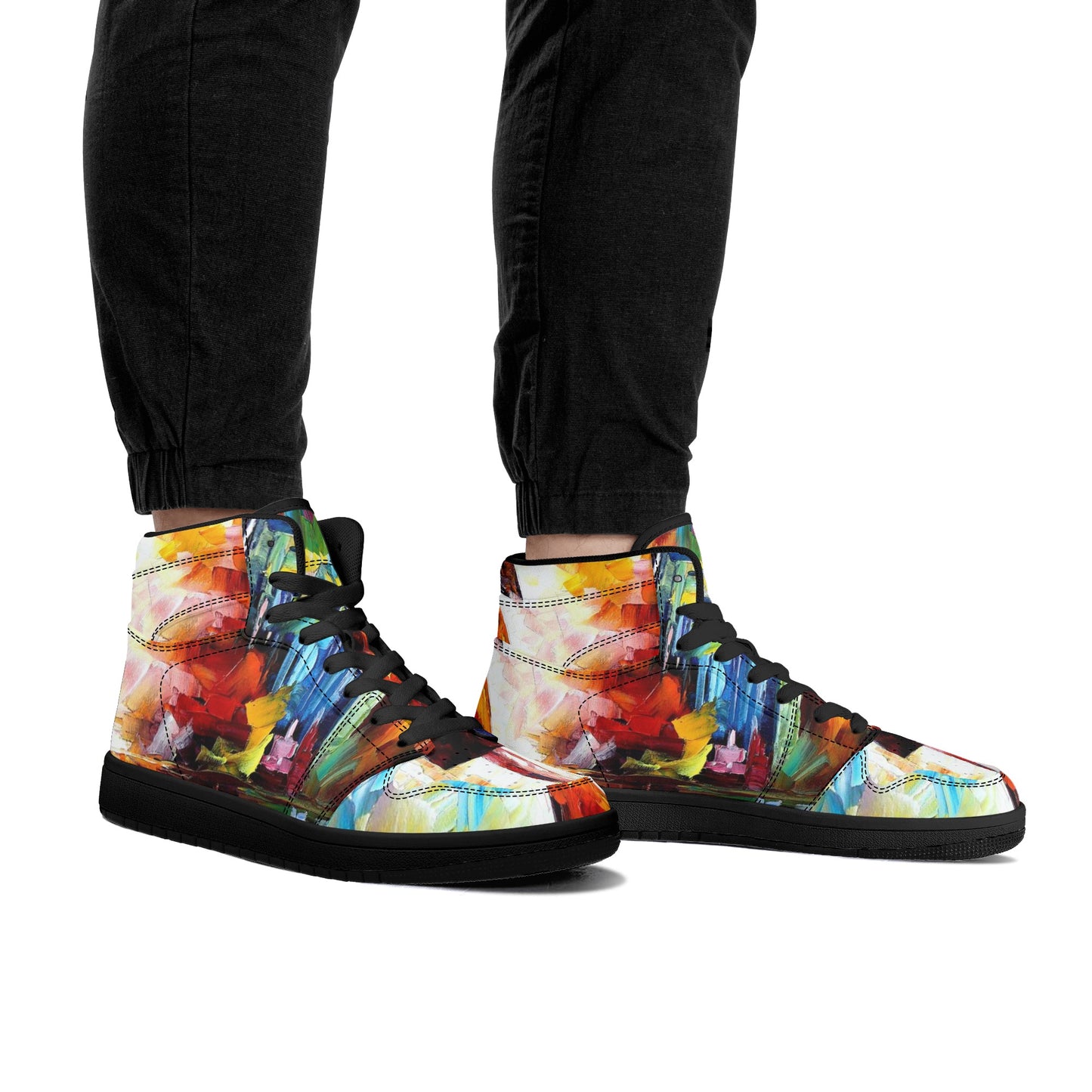 Men's High Top Leather Sneakers Afremov Rain Princess