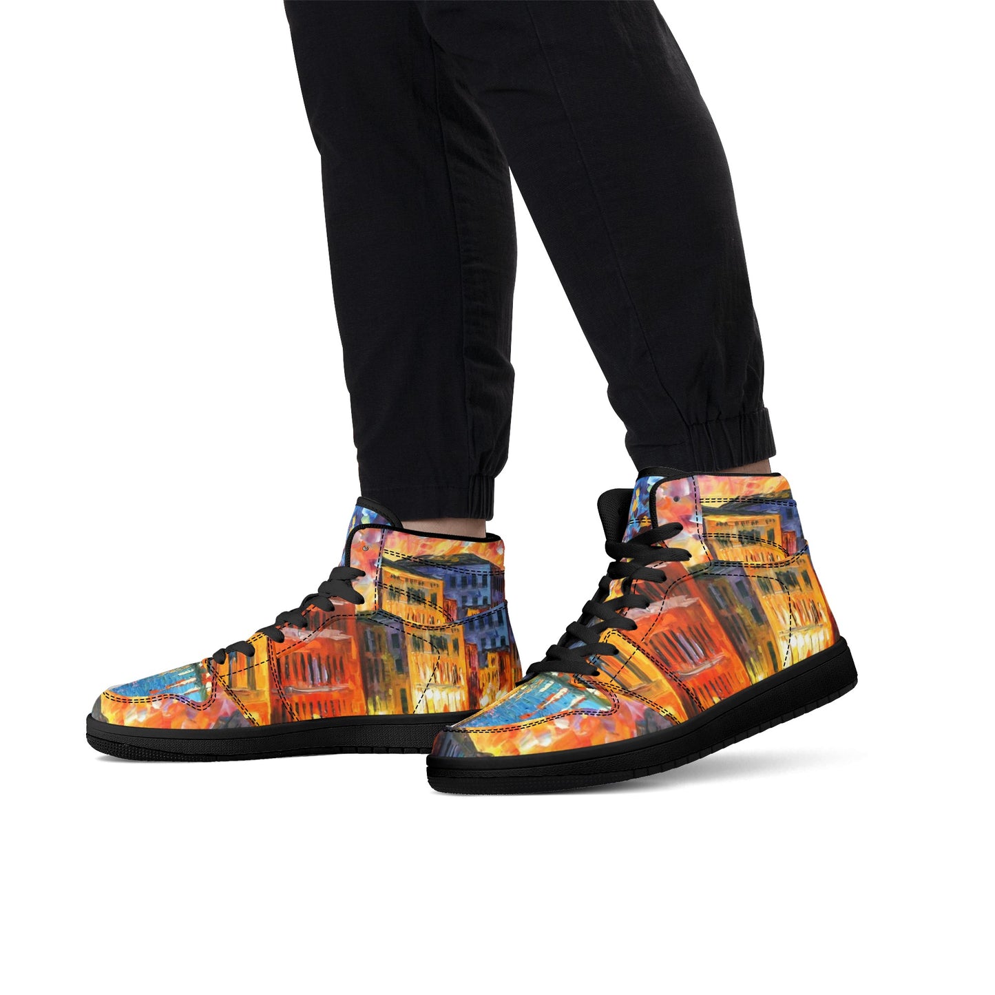 Men's High Top Leather Sneakers Afremov VENICE - GRAND CANAL