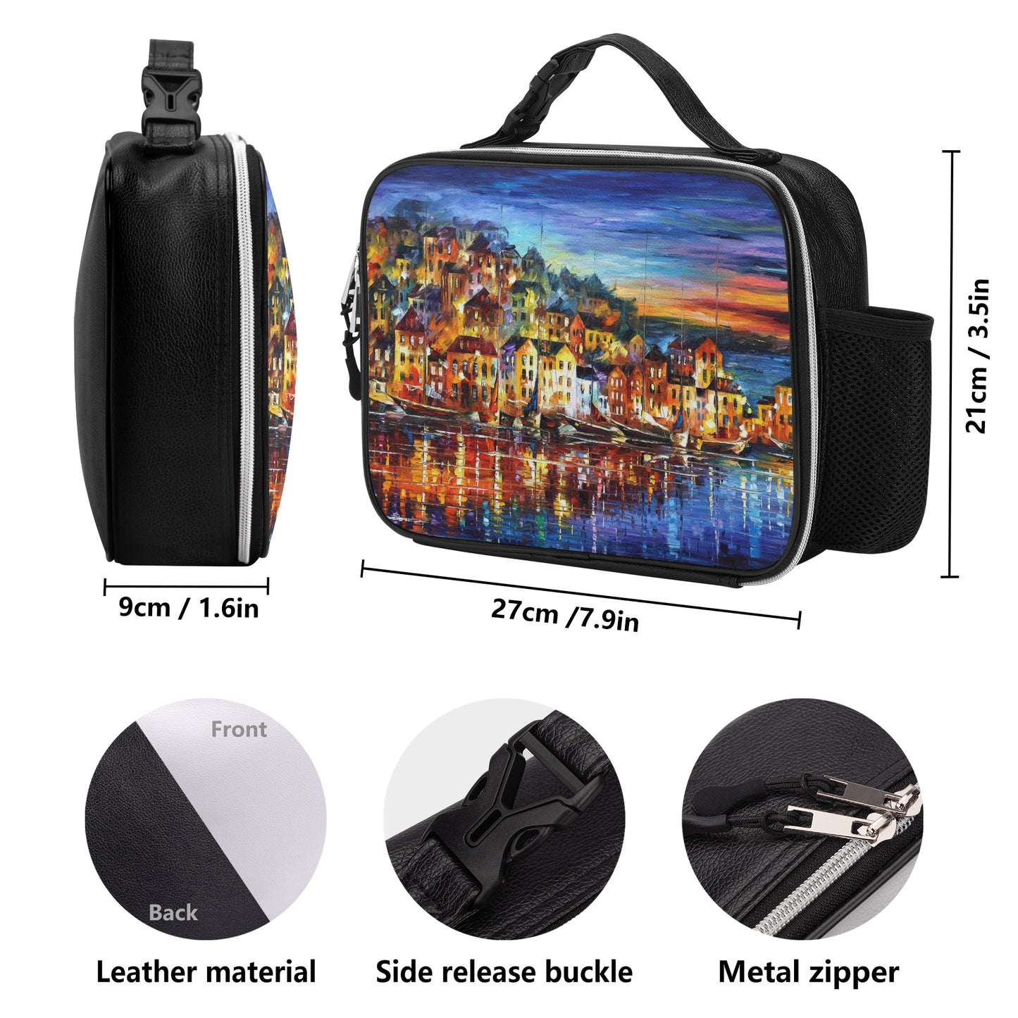 Detachable Leather Lunch Bag AFREMOV ART