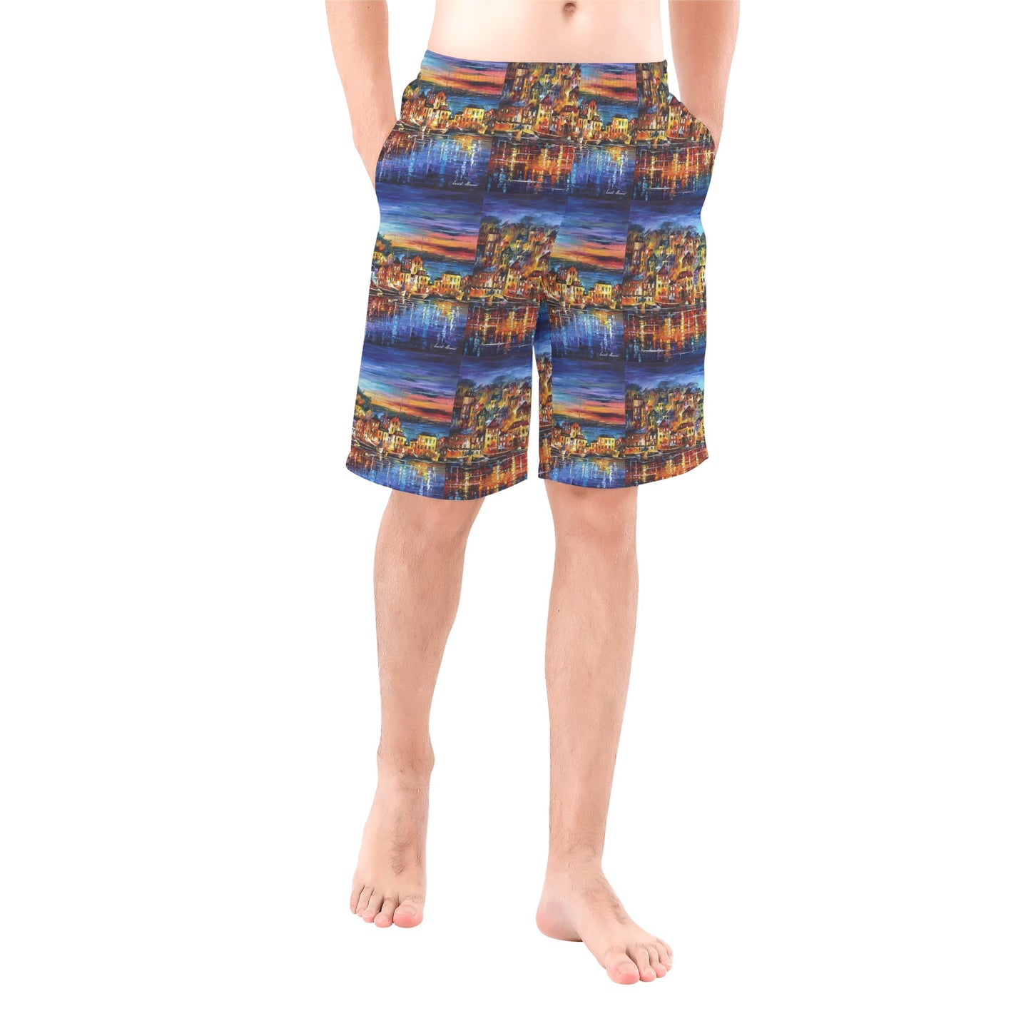 Men's All Over Print Board Shorts Afremov Quiet Town