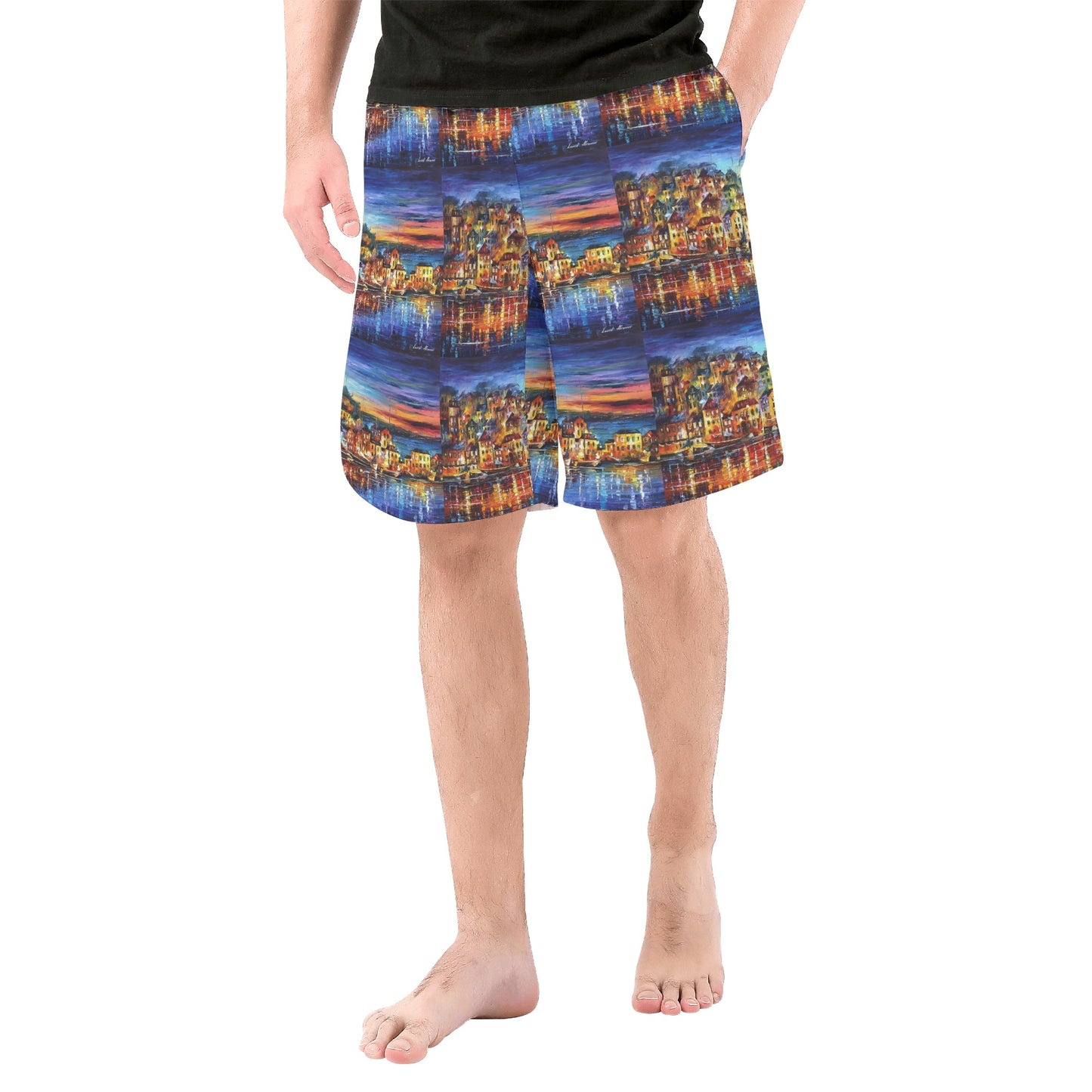 Men's All Over Print Board Shorts Afremov Quiet Town