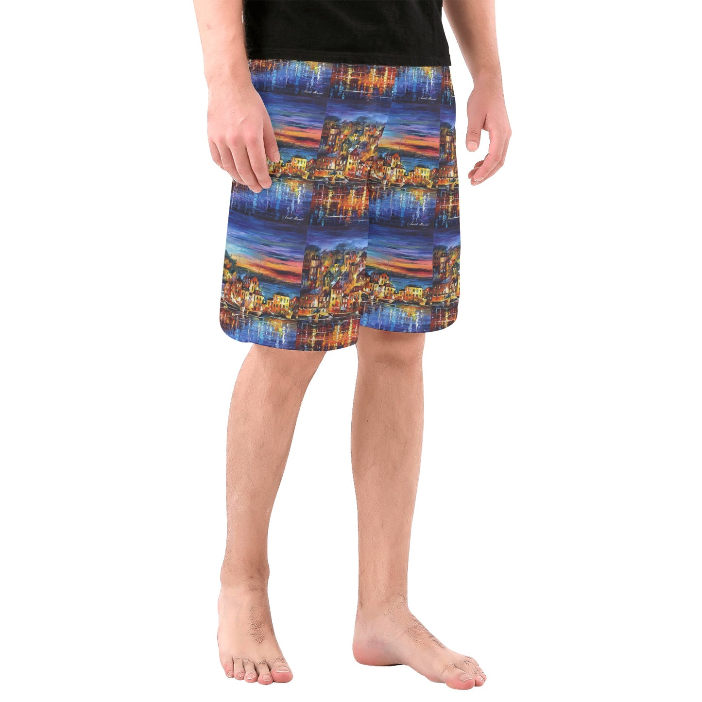 Men's All Over Print Board Shorts Afremov Quiet Town