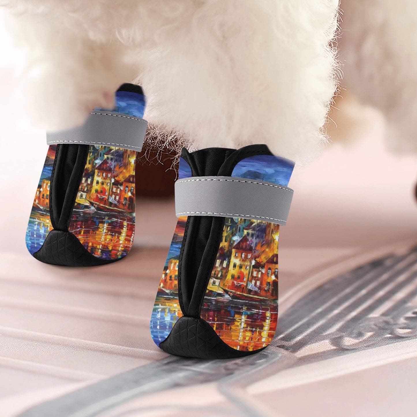 Non Slip Dog Socks Afremov Quiet Town